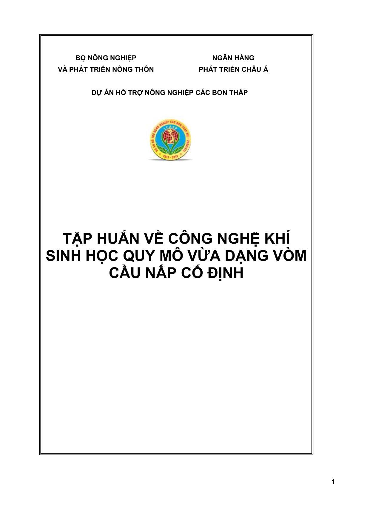 Tài liệu Tập huấn về công nghệ khí sinh học quy mô vừa dạng vòm cầu nắp cố định trang 1