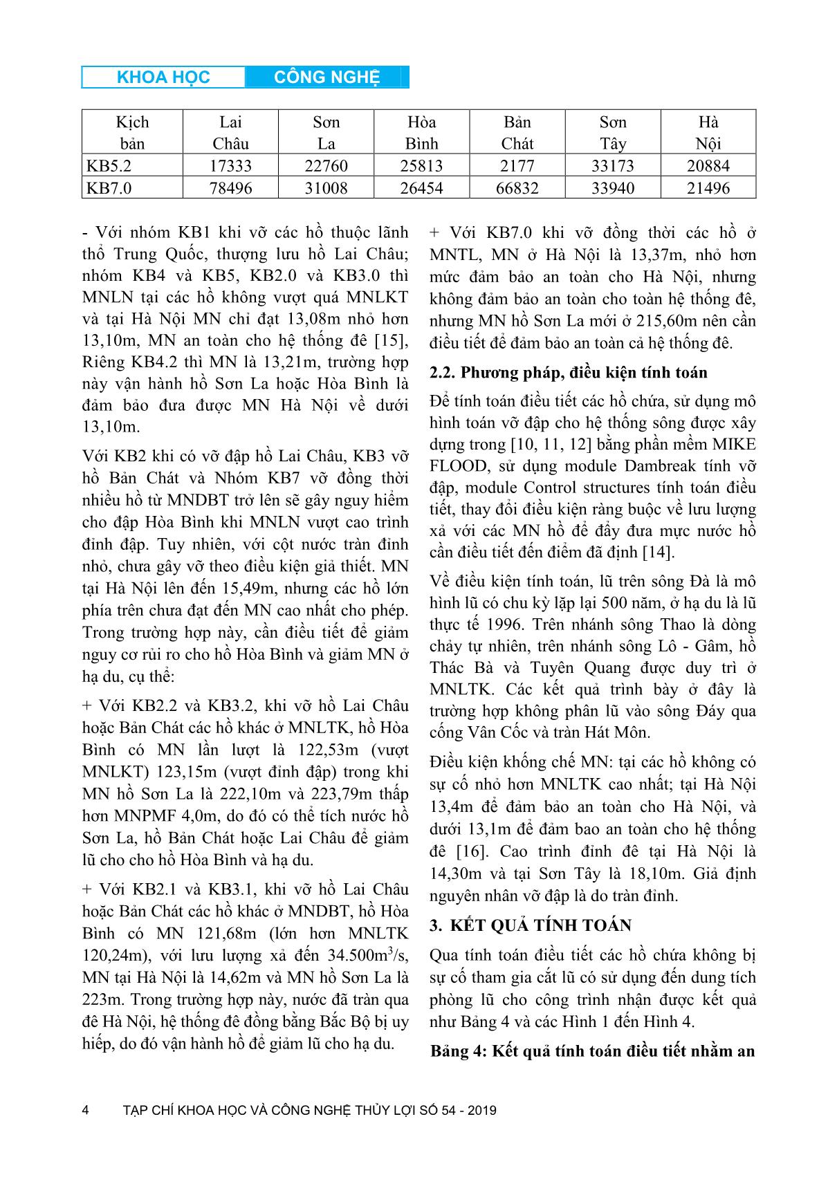 Tính toán điều tiết hệ thống hồ chứa nhằm đảm bảo an toàn cho hồ chứa và hạ du khi có sự cố vỡ đập trên hệ thống sông Đà trang 4