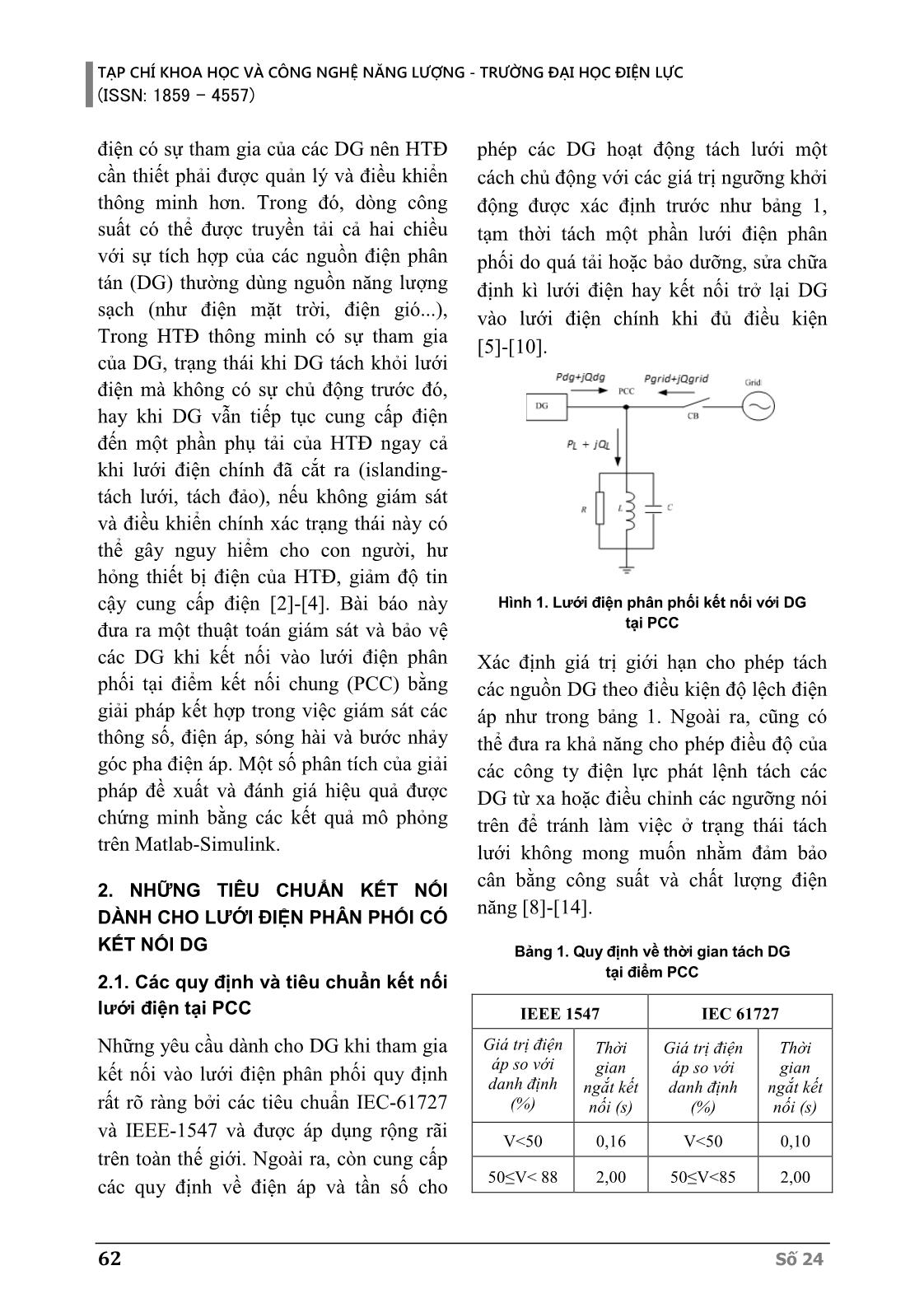 Thuật toán bảo vệ cho lưới điện phân phối có sự tham gia của nguồn điện phân tán trang 2