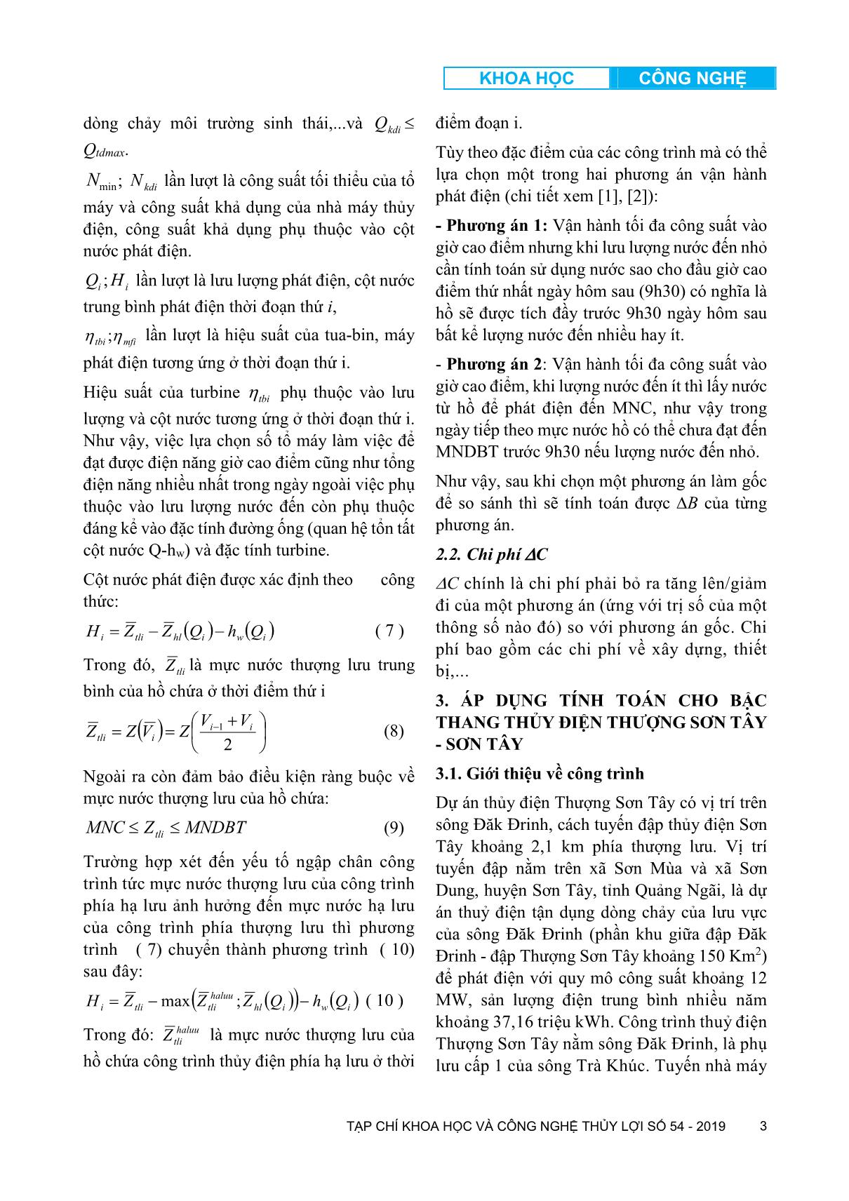 Xác định các thông số của trạm thủy điện nhỏ điều tiết ngày làm việc ở chế độ ngập chân trang 3