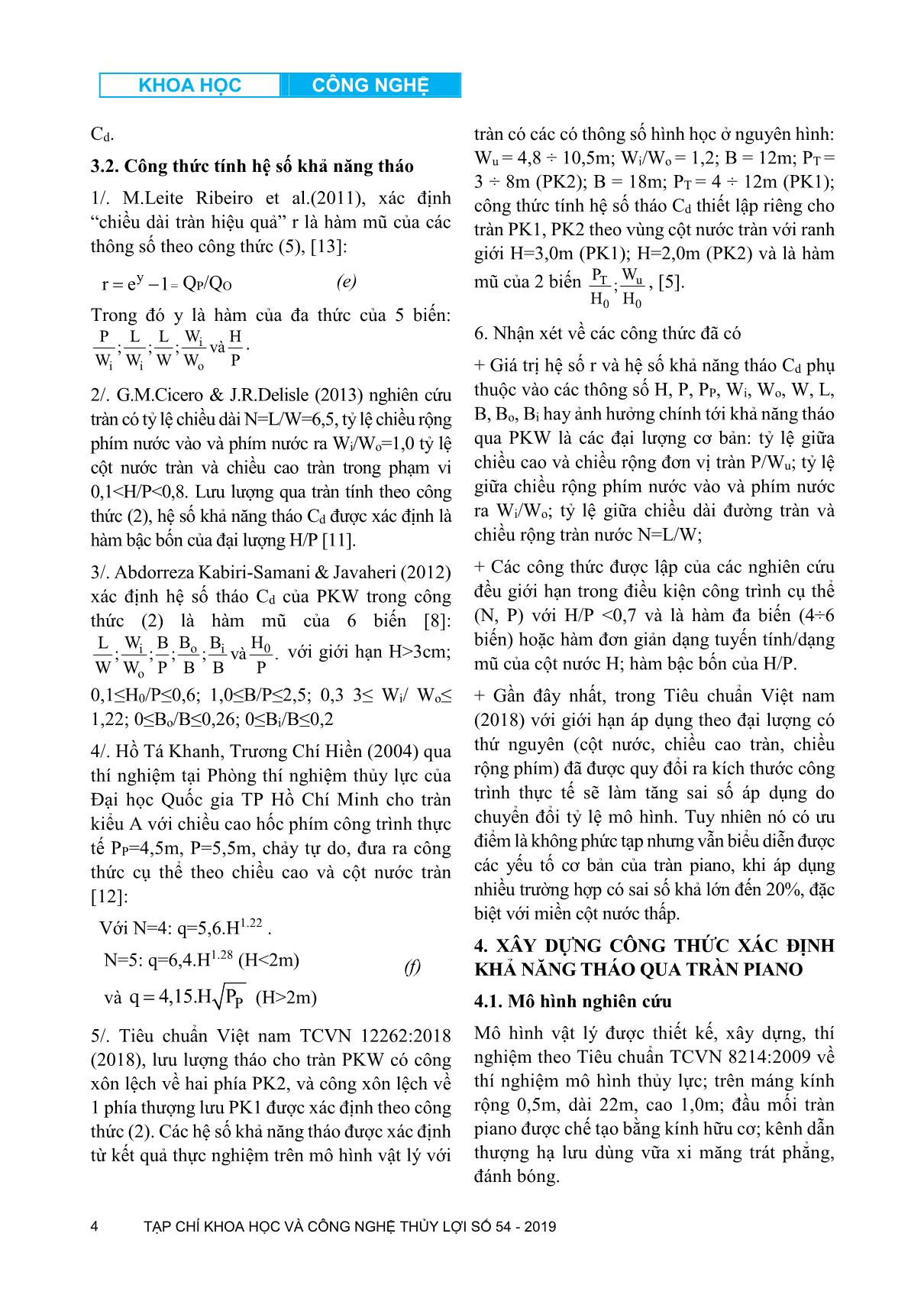 Xây dựng công thức xác định hệ số khả năng tháo cho tràn Piano chảy tự do trang 4