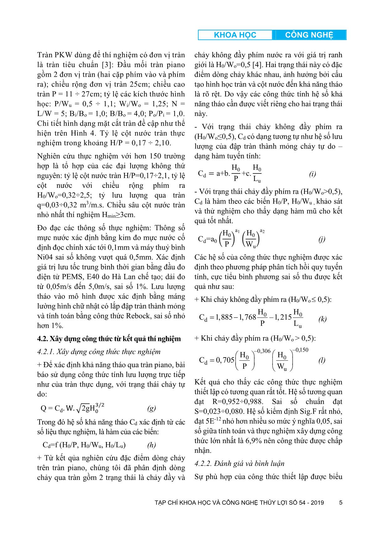 Xây dựng công thức xác định hệ số khả năng tháo cho tràn Piano chảy tự do trang 5