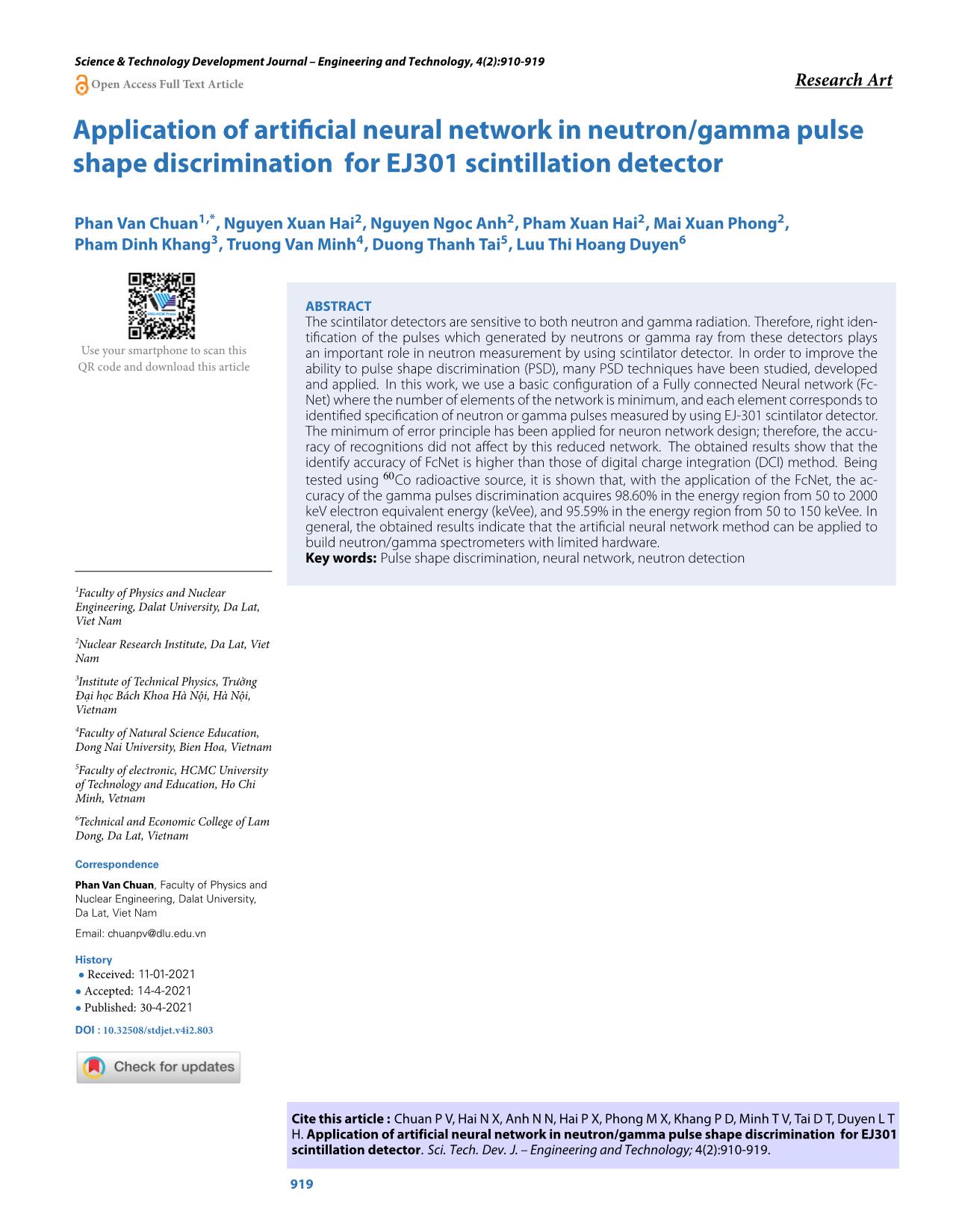 Ứng dụng mạng nơron nhân tạo vào nhận dạng xung nơtron/gamma cho đầu dò nhấp nháy EJ301 trang 10