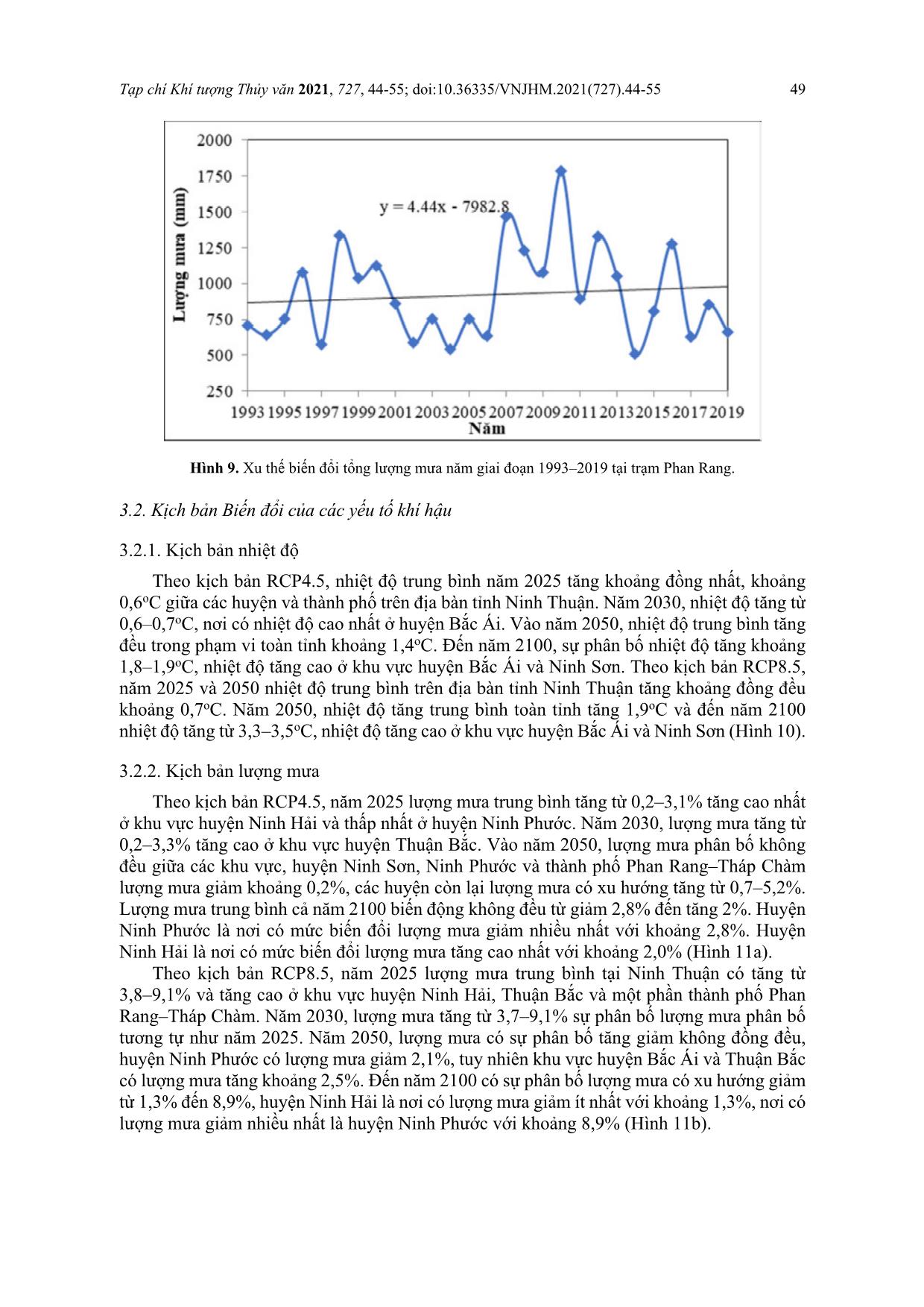 Xu thế biến đổi của các yếu tố khí hậu và kịch bản biến đổi khí hậu tỉnh Ninh Thuận trang 6