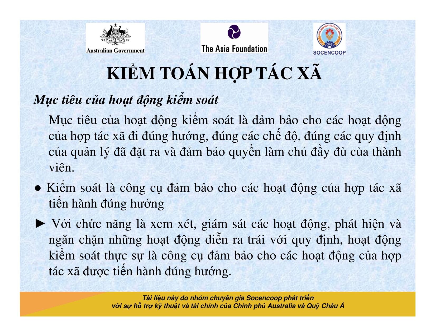 Tài liệu Cẩm nang hướng dẫn đào tạo cán bộ chủ chốt hợp tác xã - Bài 15: Kiểm toán hợp tác xã trang 2