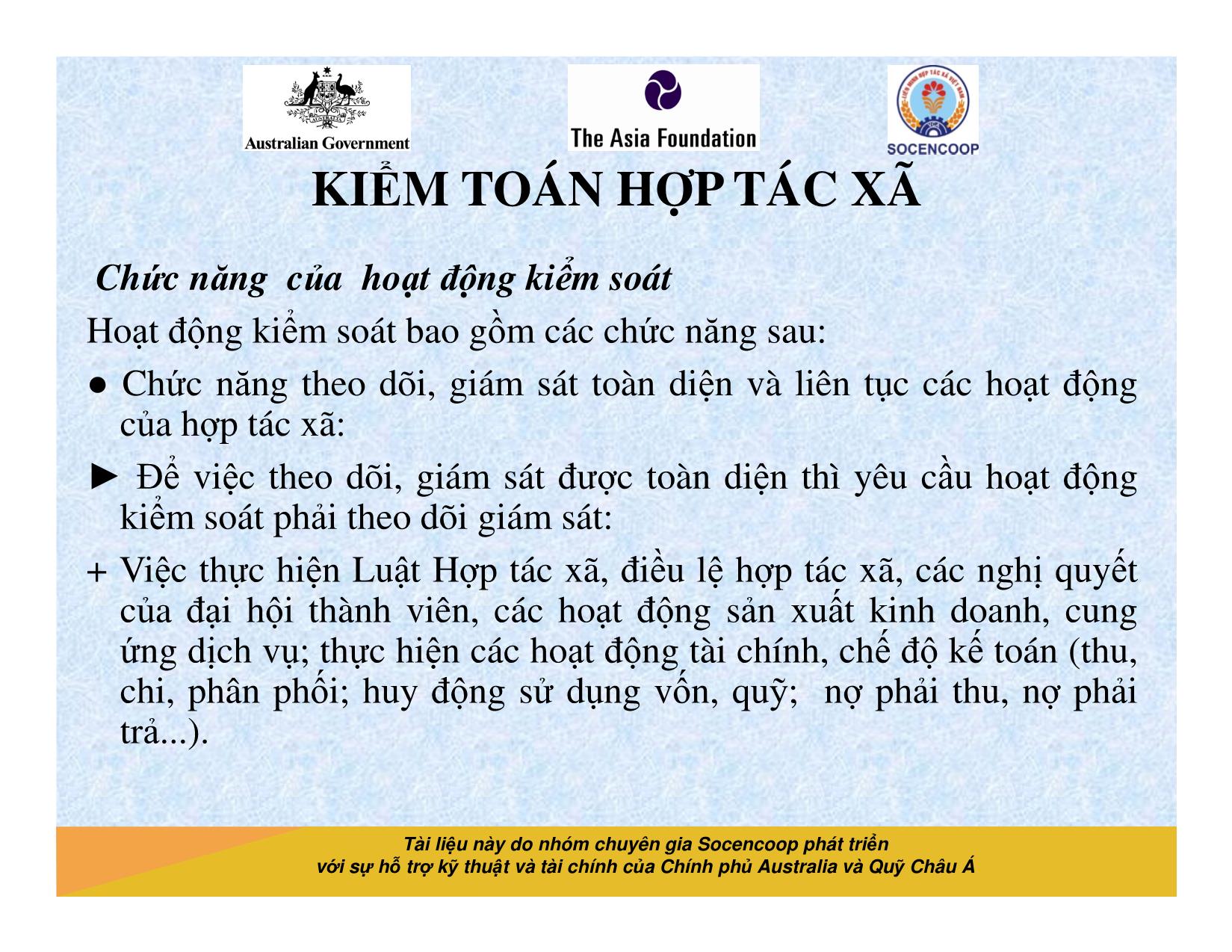 Tài liệu Cẩm nang hướng dẫn đào tạo cán bộ chủ chốt hợp tác xã - Bài 15: Kiểm toán hợp tác xã trang 5