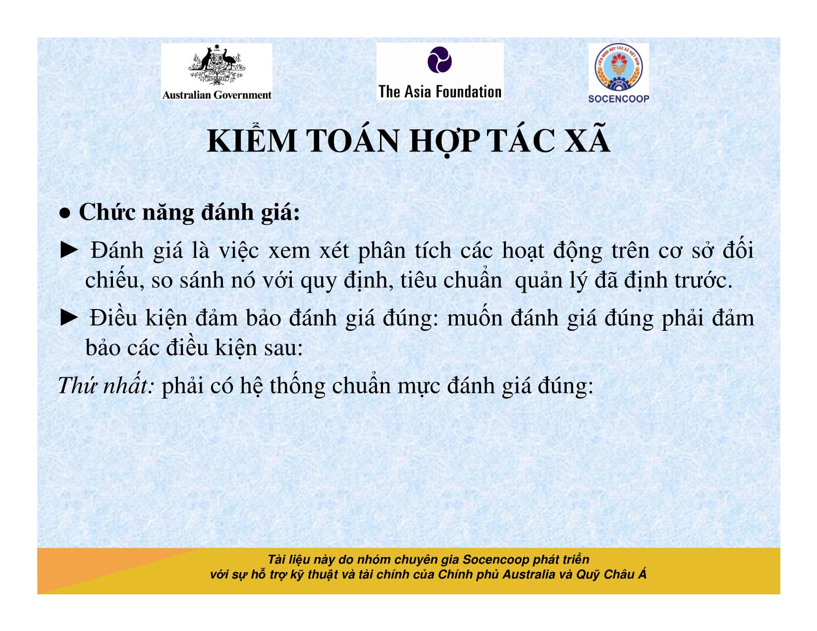 Tài liệu Cẩm nang hướng dẫn đào tạo cán bộ chủ chốt hợp tác xã - Bài 15: Kiểm toán hợp tác xã trang 7