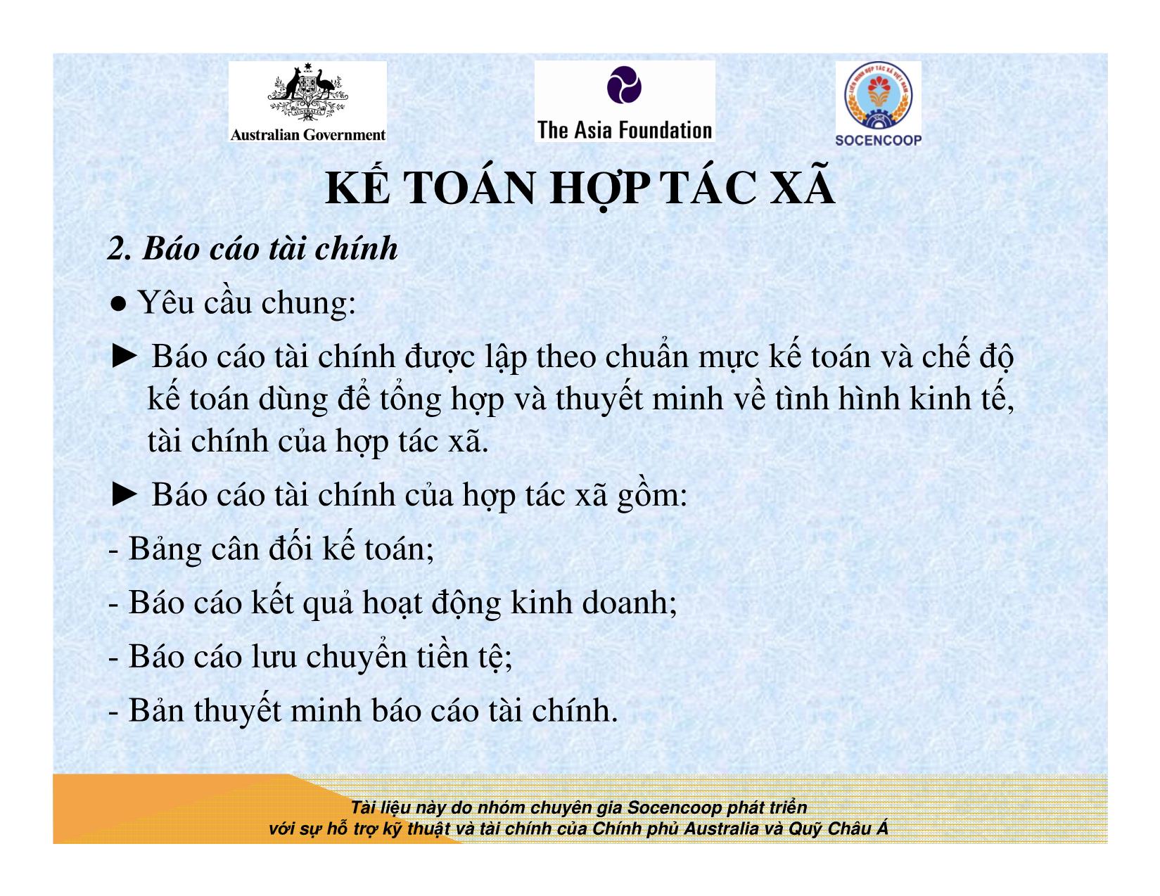 Tài liệu Cẩm nang hướng dẫn đào tạo cán bộ chủ chốt hợp tác xã - Bài 16: Kế toán hợp tác xã trang 10