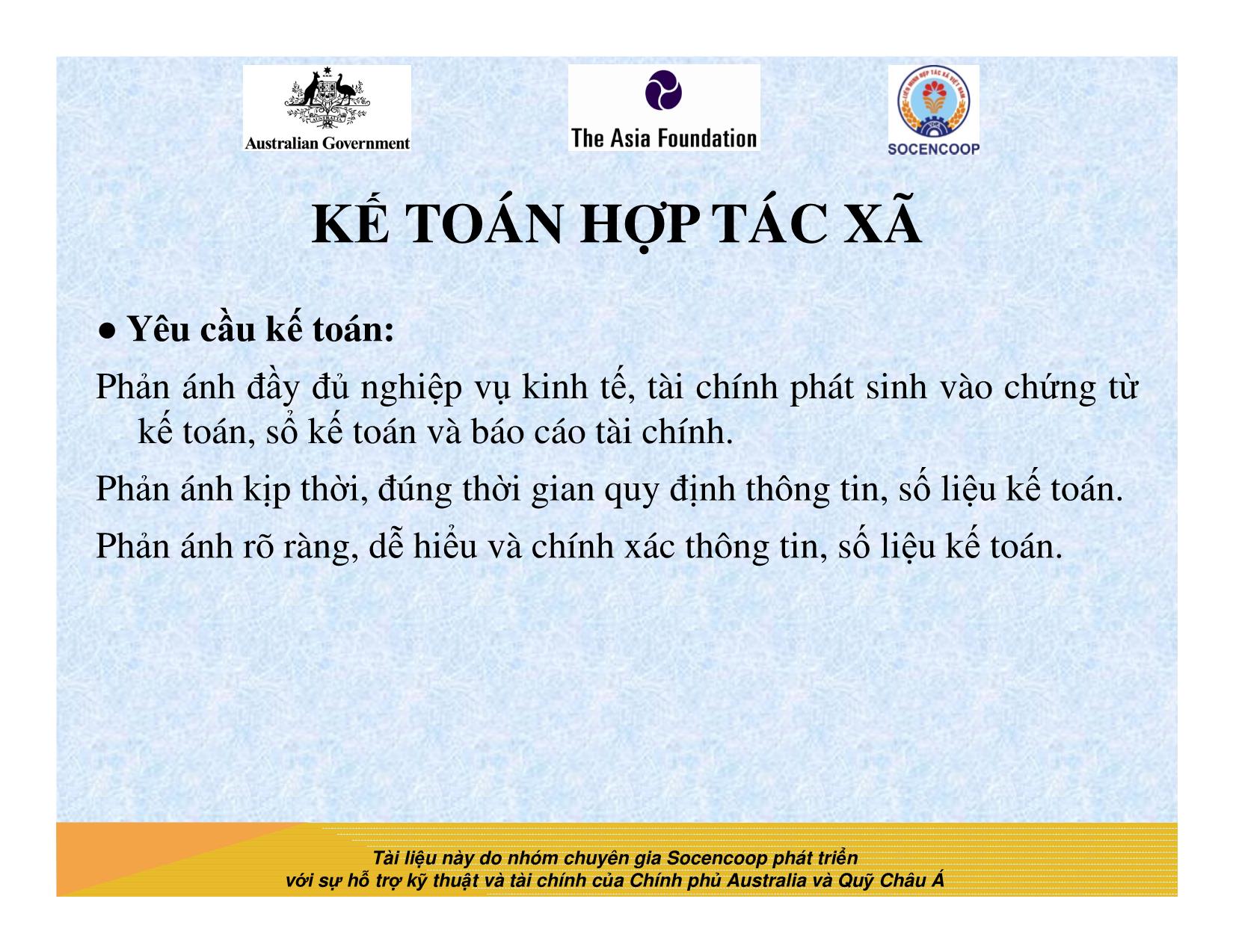 Tài liệu Cẩm nang hướng dẫn đào tạo cán bộ chủ chốt hợp tác xã - Bài 16: Kế toán hợp tác xã trang 4