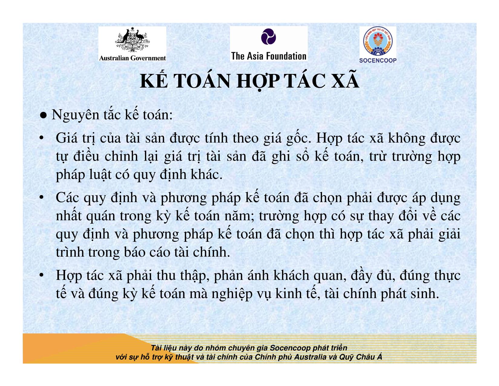 Tài liệu Cẩm nang hướng dẫn đào tạo cán bộ chủ chốt hợp tác xã - Bài 16: Kế toán hợp tác xã trang 6