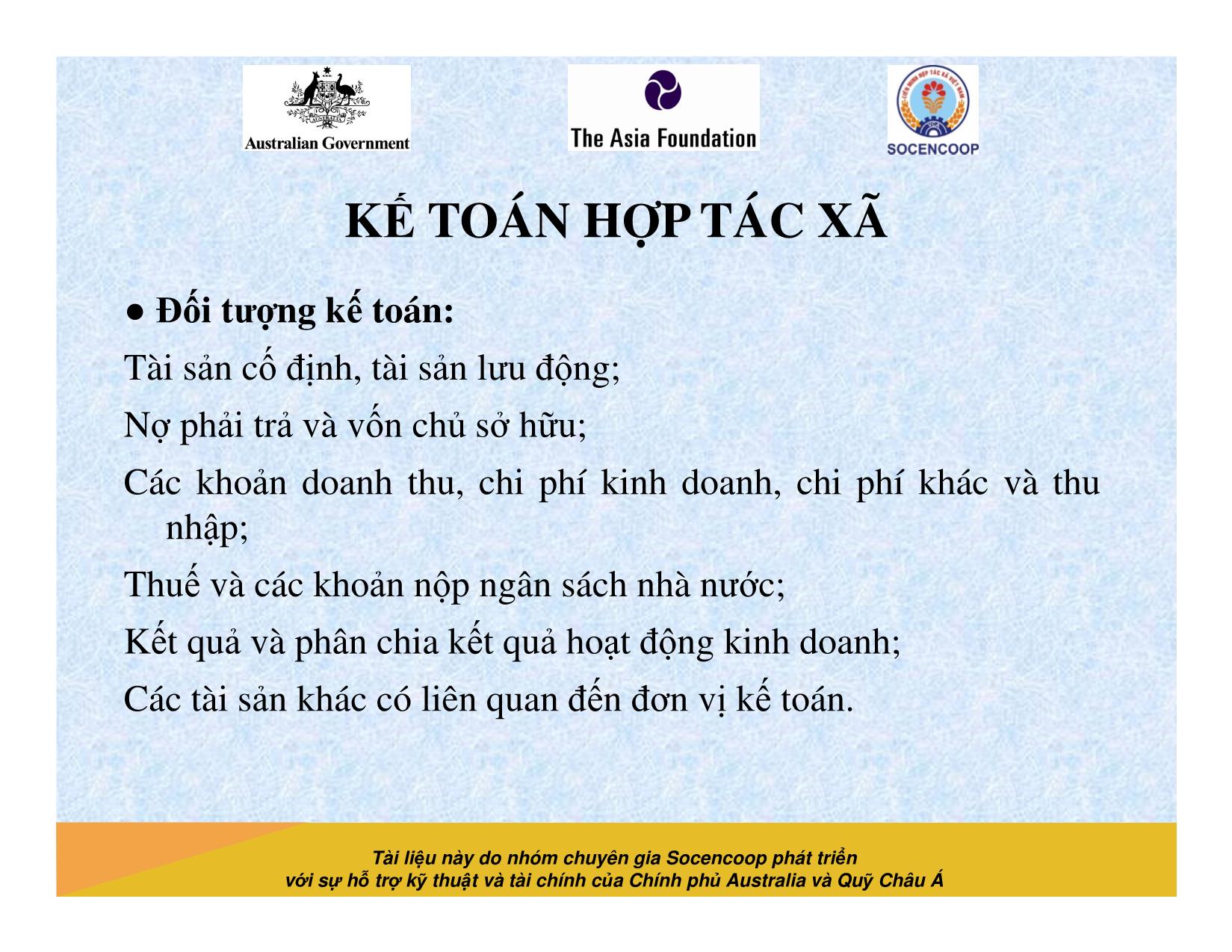 Tài liệu Cẩm nang hướng dẫn đào tạo cán bộ chủ chốt hợp tác xã - Bài 16: Kế toán hợp tác xã trang 7