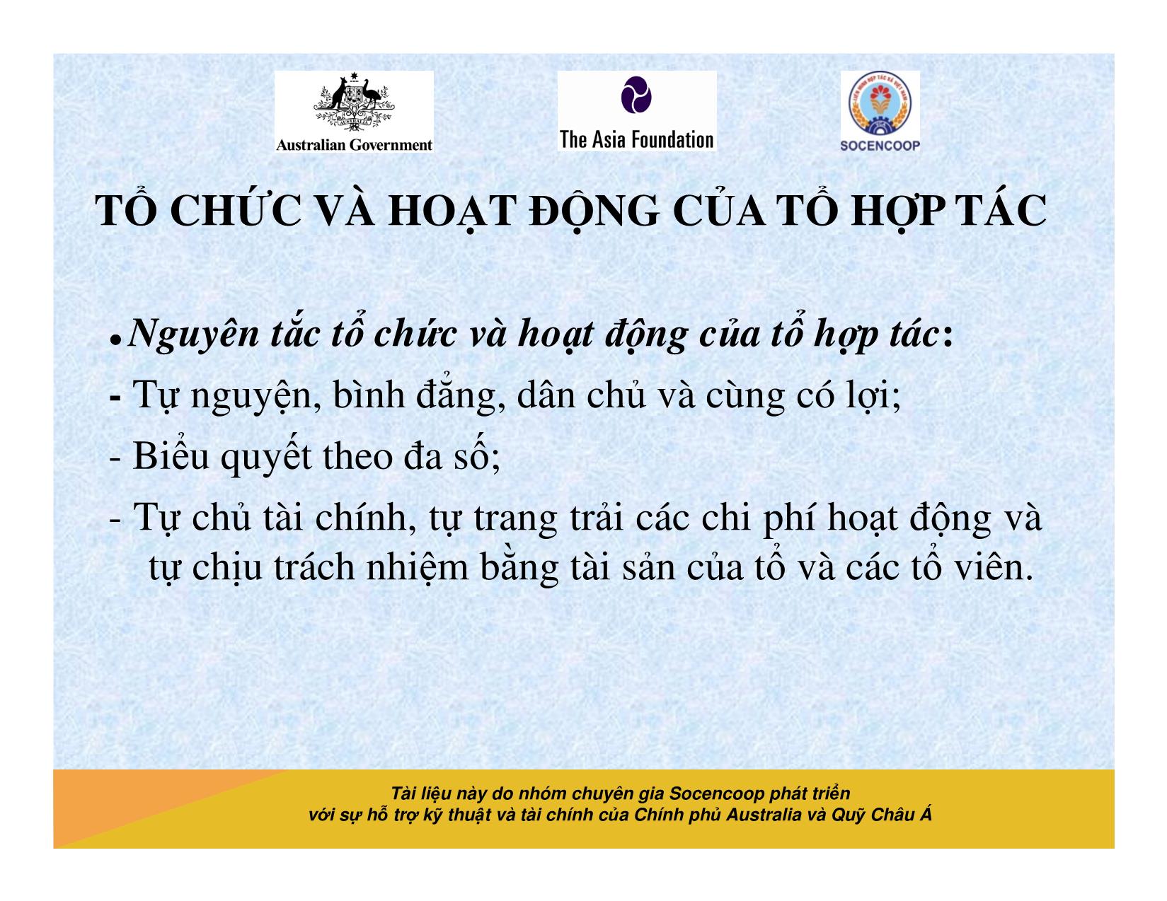 Tài liệu Cẩm nang hướng dẫn đào tạo cán bộ chủ chốt hợp tác xã - Bài 2: Tổ chức và hoạt động của tổ hợp tác trang 5