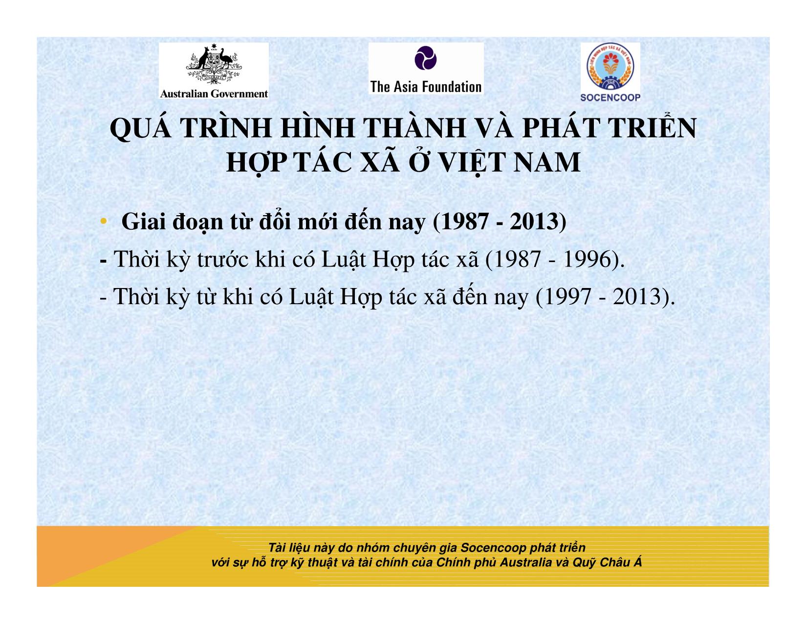 Tài liệu Cẩm nang hướng dẫn đào tạo cán bộ chủ chốt hợp tác xã - Bài 3: Quá trình hình thành và phát triển hợp tác xã ở Việt Nam trang 10