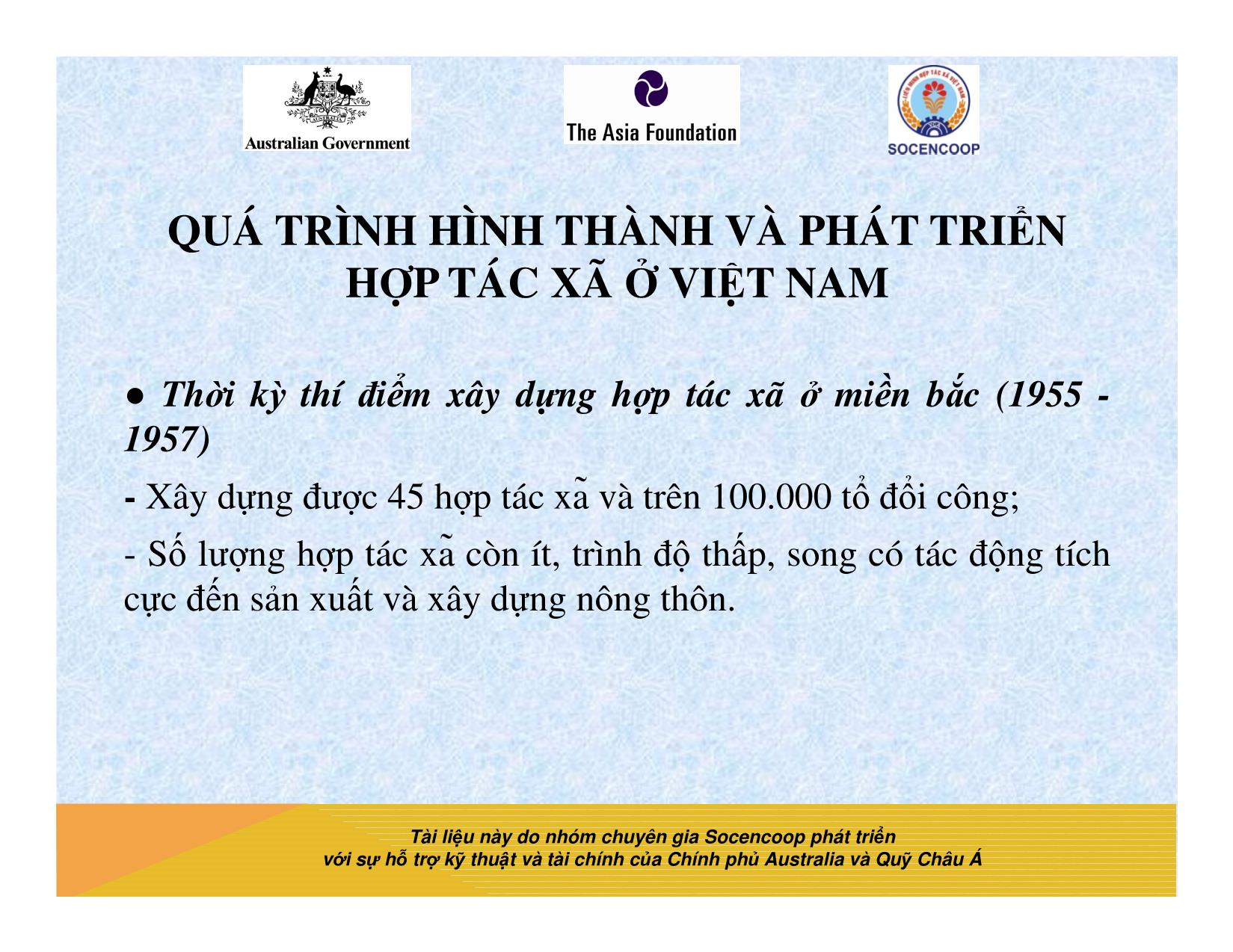 Tài liệu Cẩm nang hướng dẫn đào tạo cán bộ chủ chốt hợp tác xã - Bài 3: Quá trình hình thành và phát triển hợp tác xã ở Việt Nam trang 3