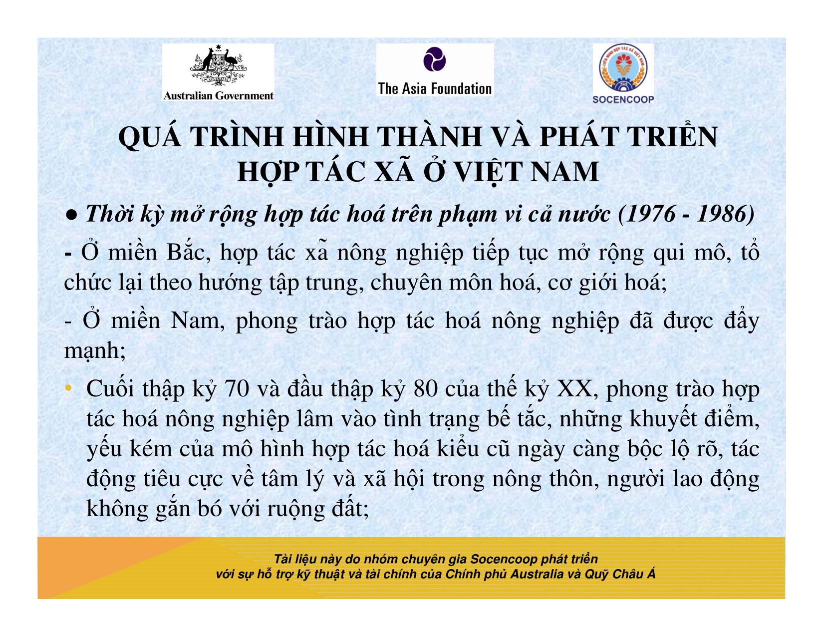 Tài liệu Cẩm nang hướng dẫn đào tạo cán bộ chủ chốt hợp tác xã - Bài 3: Quá trình hình thành và phát triển hợp tác xã ở Việt Nam trang 8