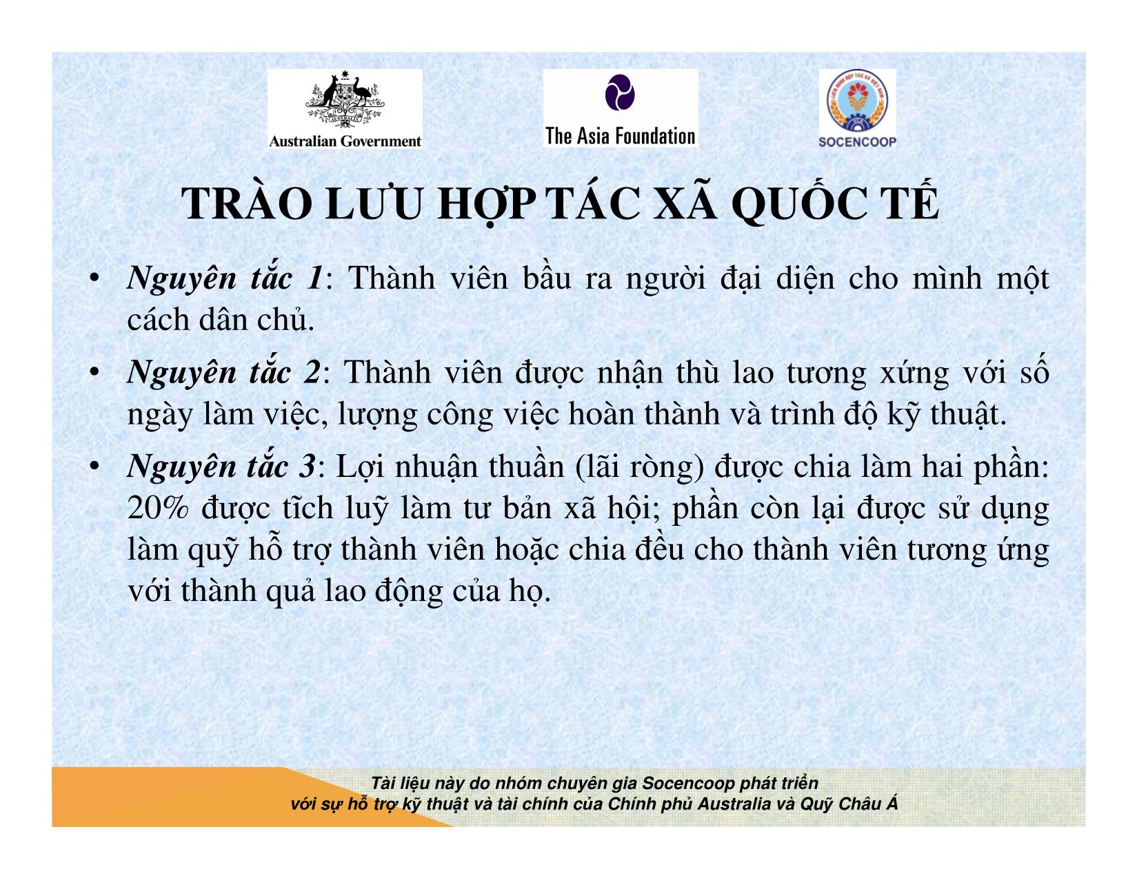 Tài liệu Cẩm nang hướng dẫn đào tạo cán bộ chủ chốt hợp tác xã - Bài 4: Trào lưu hợp tác xã quốc tế trang 4