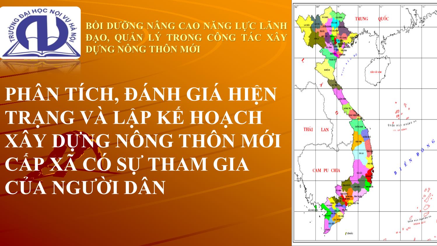 Bài giảng Phân tích, đánh giá hiện trạng và lập kế hoạch xây dựng nông thôn mới cấp xã có sự tham gia của người dân trang 2