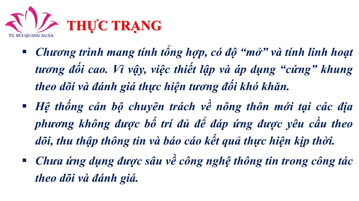 Chuyên đề Theo dõi – đánh giá và chuẩn bị báo cáo về xây dựng nông thôn mới có sự tham gia của người dân trang 6