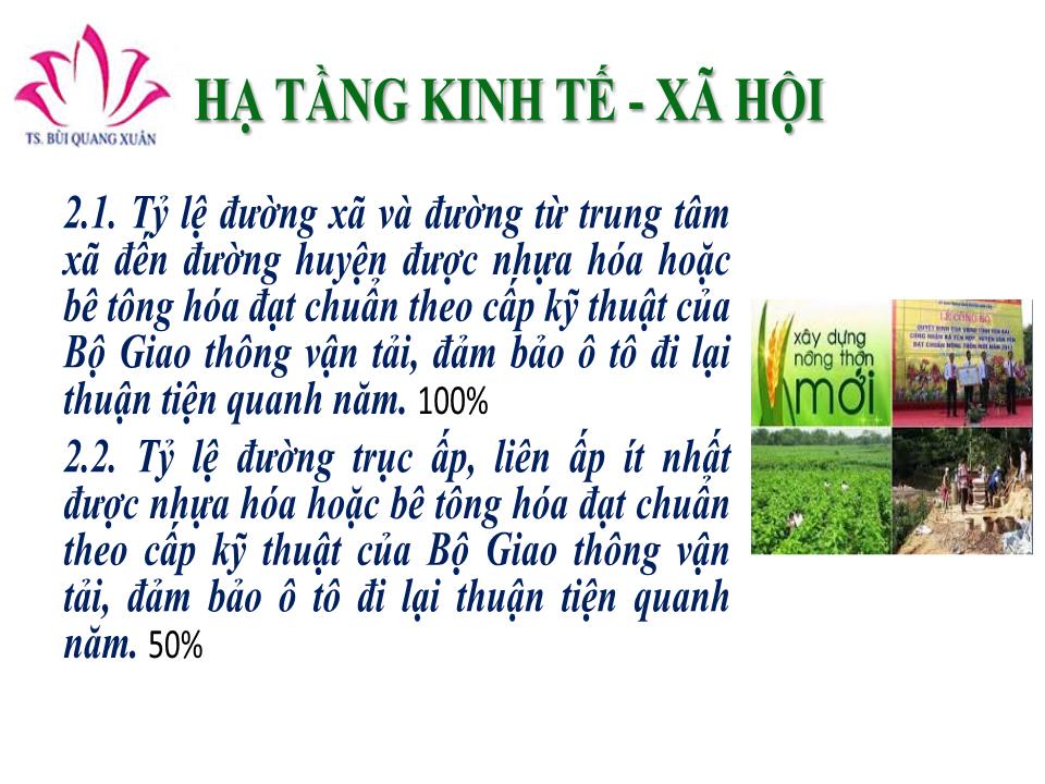 Bài giảng Tiêu chí xã nông thôn mới - Bùi Quang Xuân trang 4