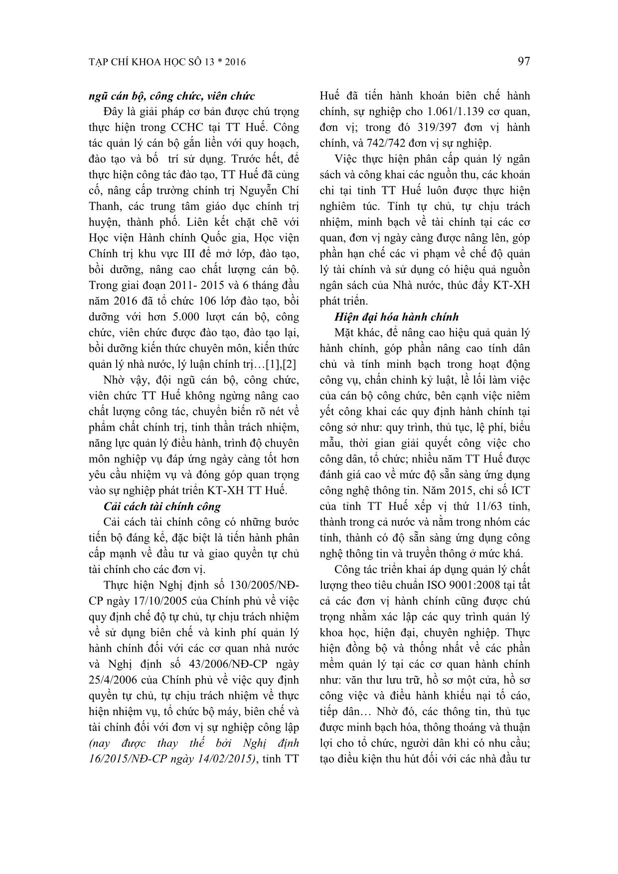 Cải cách hành chính tác động đến sự phát triển kinh tế - Xã hội của Thừa Thiên Huế trang 4