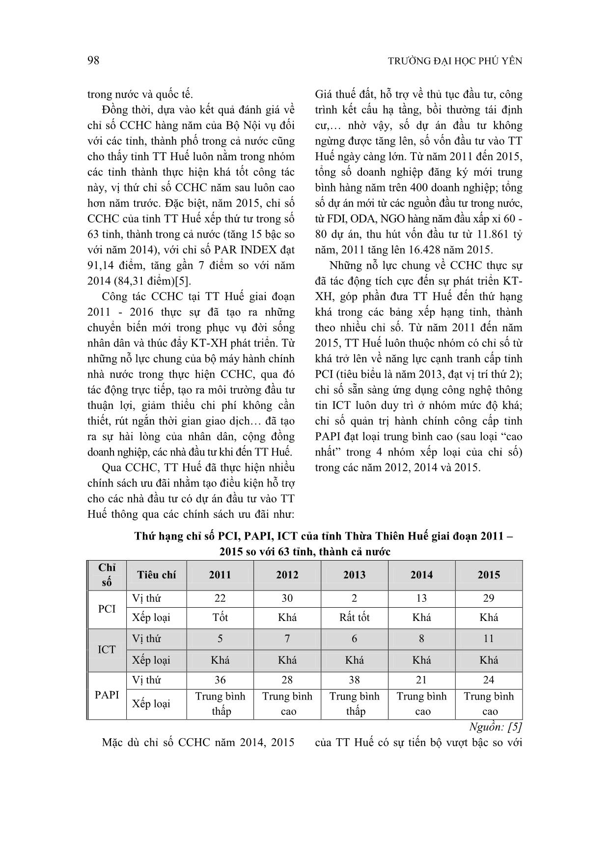 Cải cách hành chính tác động đến sự phát triển kinh tế - Xã hội của Thừa Thiên Huế trang 5
