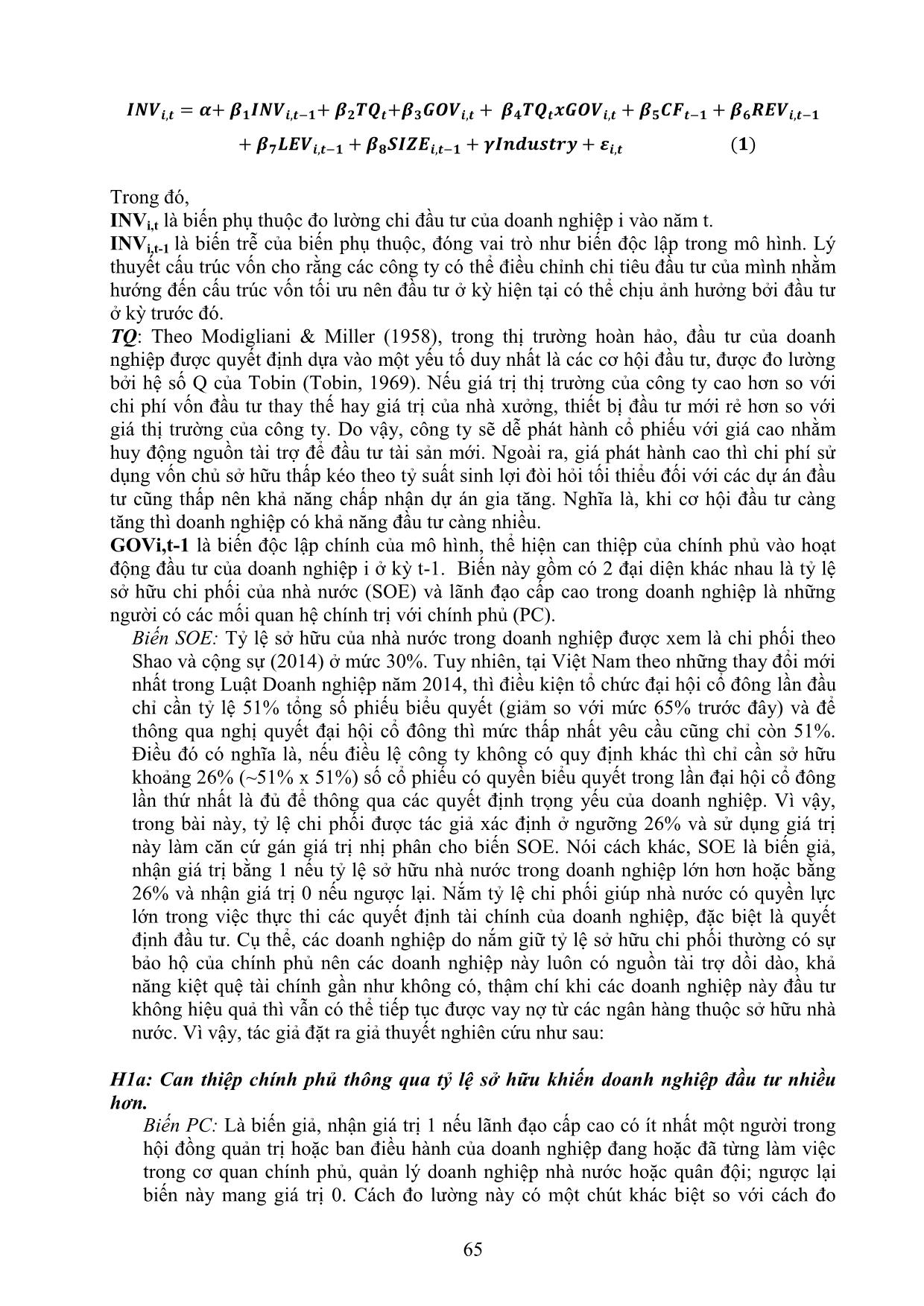 Can thiệp của chính phủ và quyết định đầu tư của doanh nghiệp: Bằng chứng tại Việt Nam trang 5