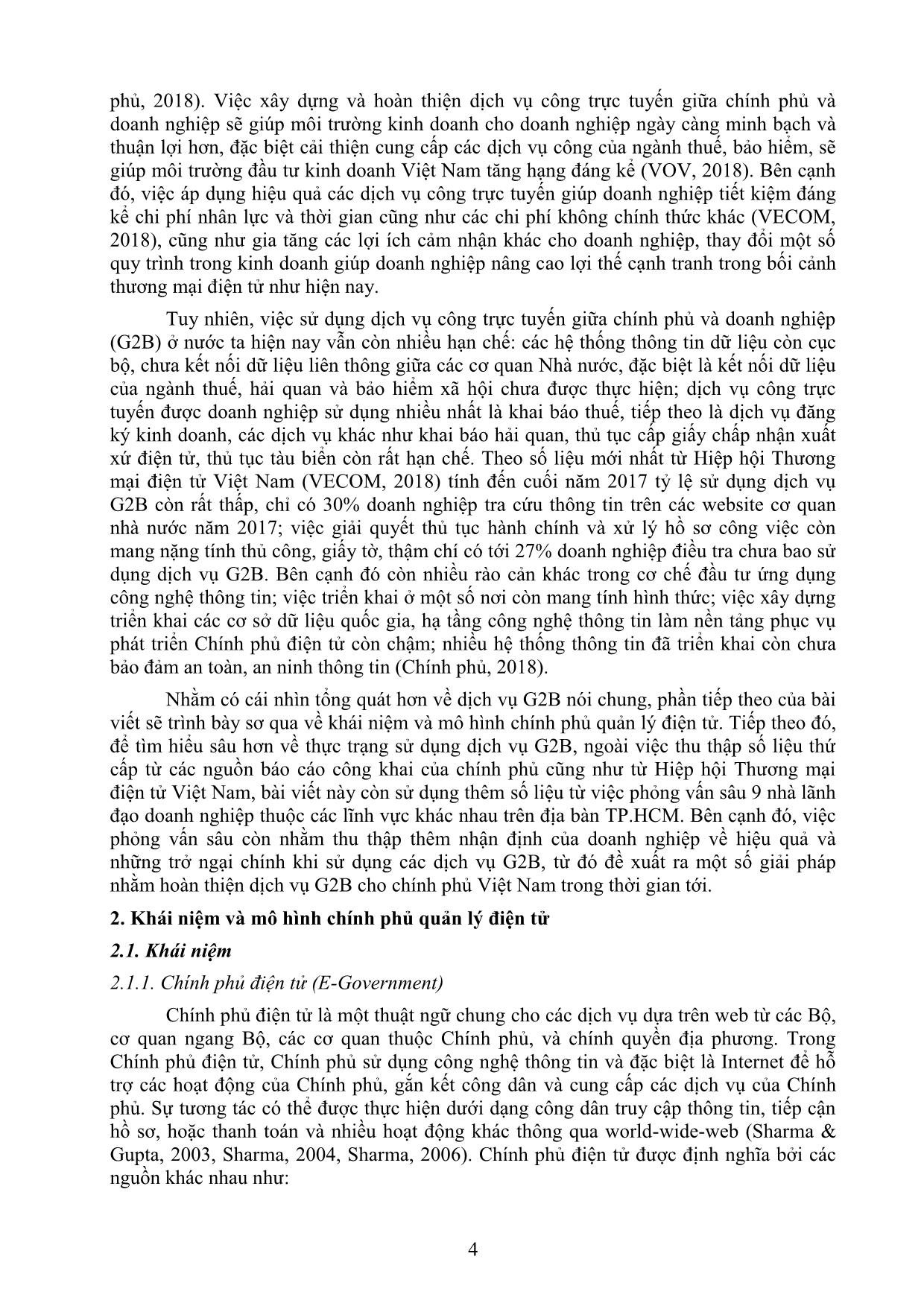 Chính phủ quản lý điện tử đối với doanh nghiệp ở Việt Nam: Mô hình lý thuyết, thực trạng và giải pháp trang 2