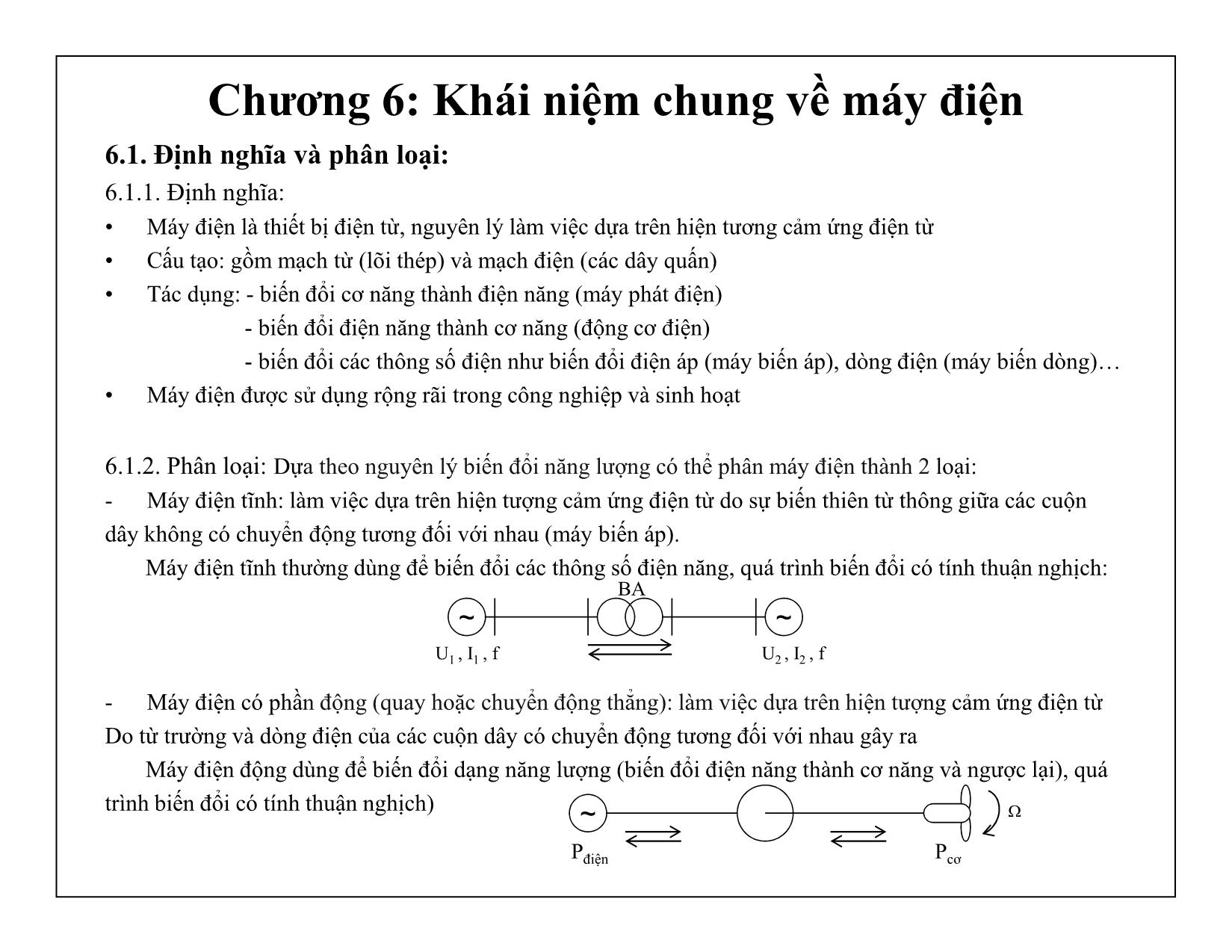 Bài giảng Mạch điện tử - Chương 6: Khái niệm chung về máy điện trang 1