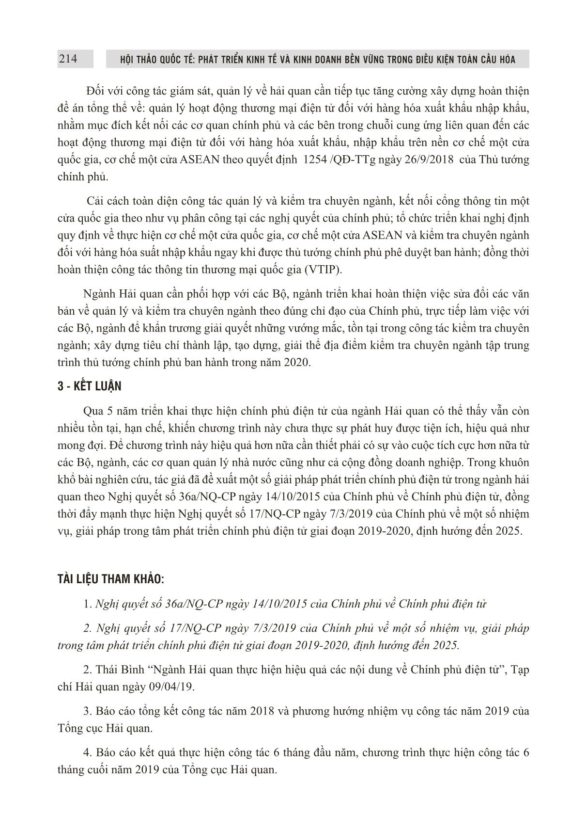 Đẩy mạnh phát triển chính phủ điện tử trong ngành hải quan giai đoạn 2019 - 2020 và định hướng đến 2025 trang 9