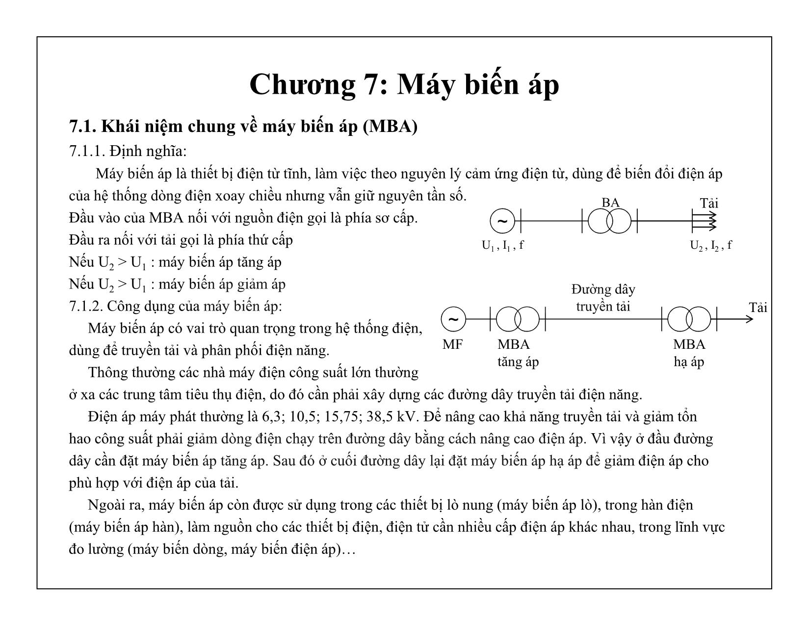 Bài giảng Mạch điện tử - Chương 7: Máy biến áp trang 1