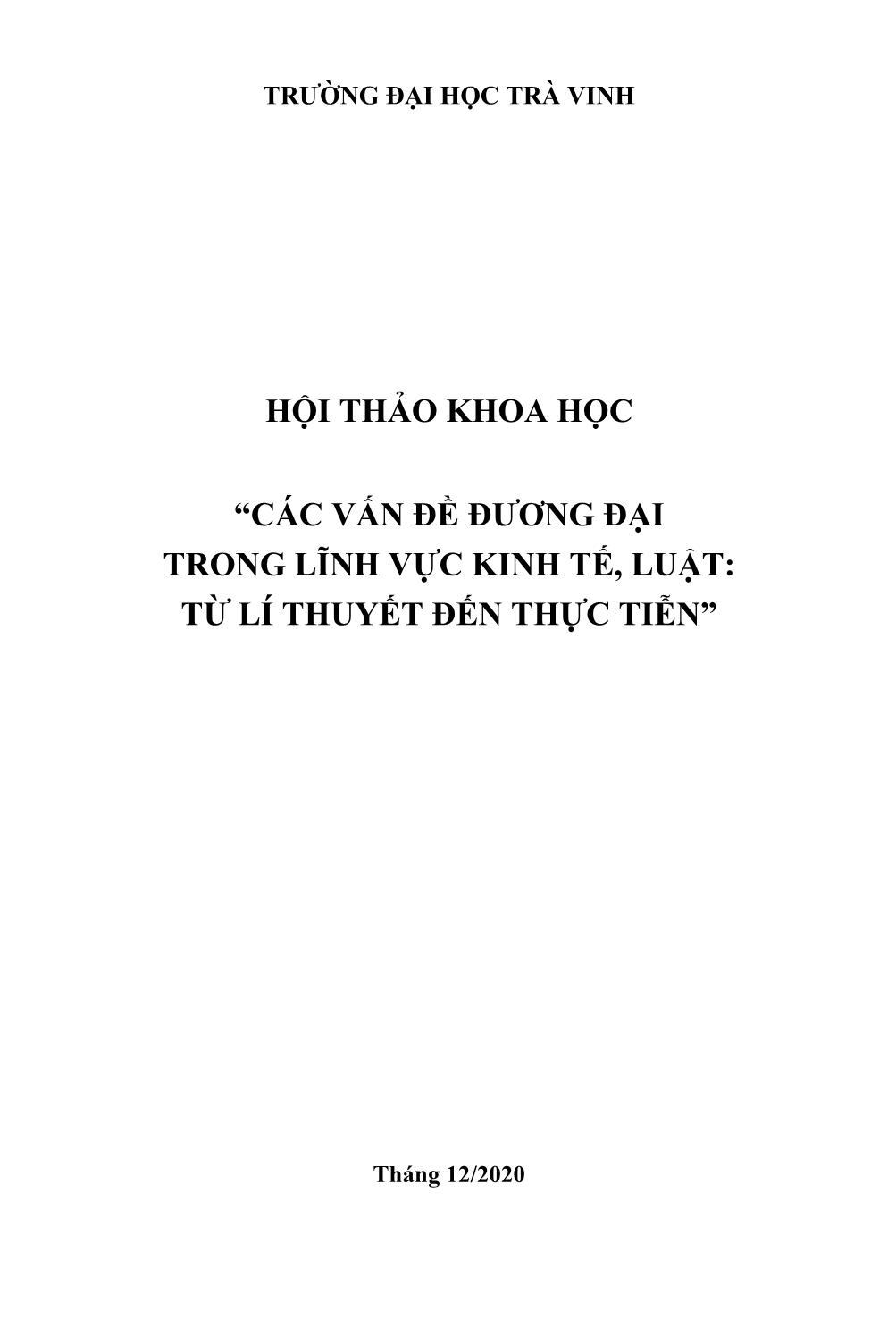 Tài liệu Các vấn đề đương đại trong lĩnh vực kinh tế, luật: Từ lí thuyết đến thực tiễn trang 2