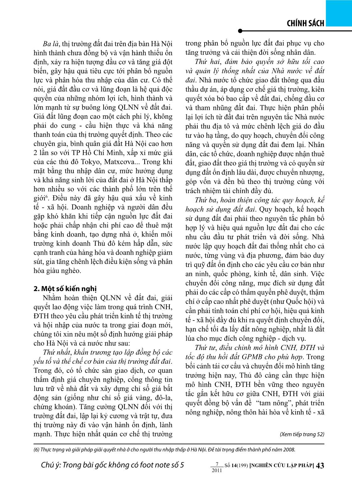 Lao động, việc làm và quản lý đất đai ở Hà Nội hiện nay trang 5
