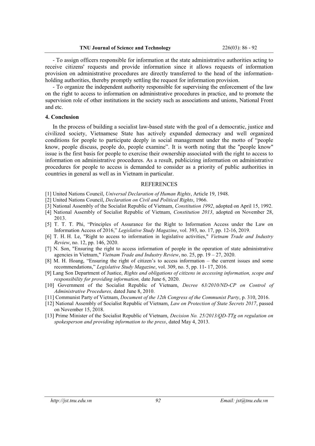 Legal mechanisms and improvement solutions to enhance the right to access to information on administrative procedures trang 7