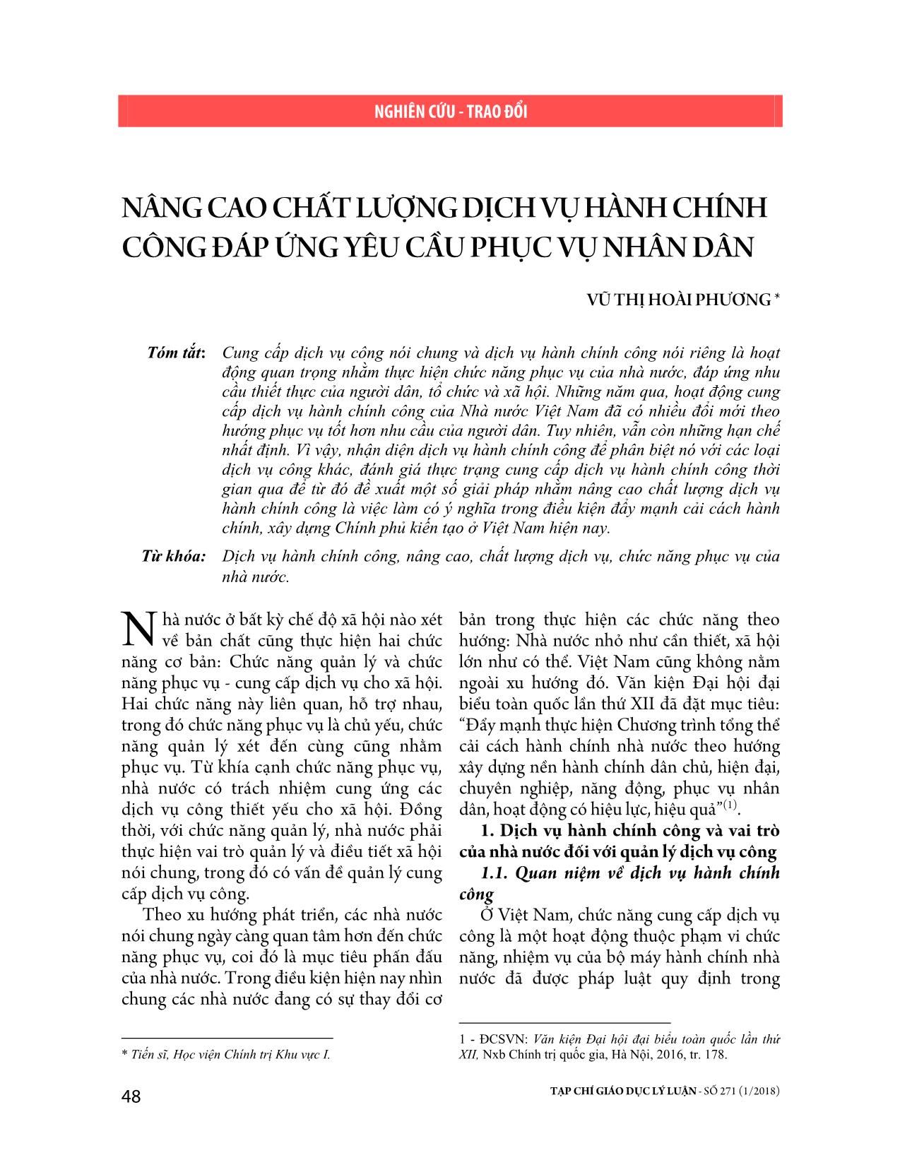 Nâng cao chất lượng dịch vụ hành chính công đáp ứng yêu cầu phục vụ nhân dân trang 1