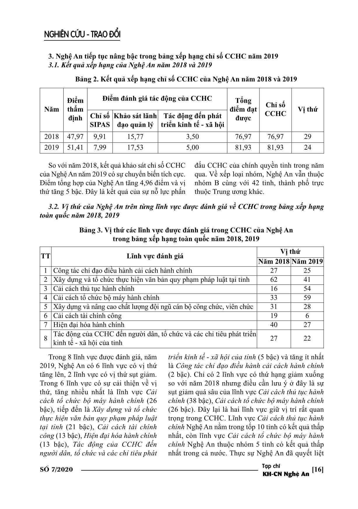 Nghệ An trong bảng xếp hạng chỉ số cải cách hành chính năm 2019 trang 4