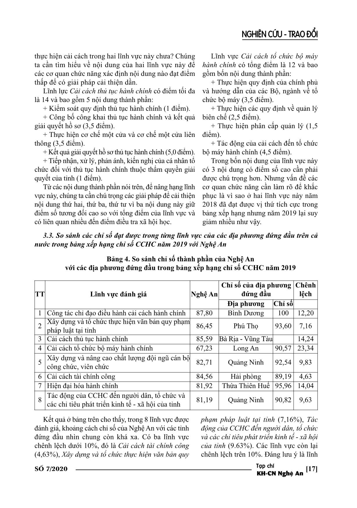 Nghệ An trong bảng xếp hạng chỉ số cải cách hành chính năm 2019 trang 5
