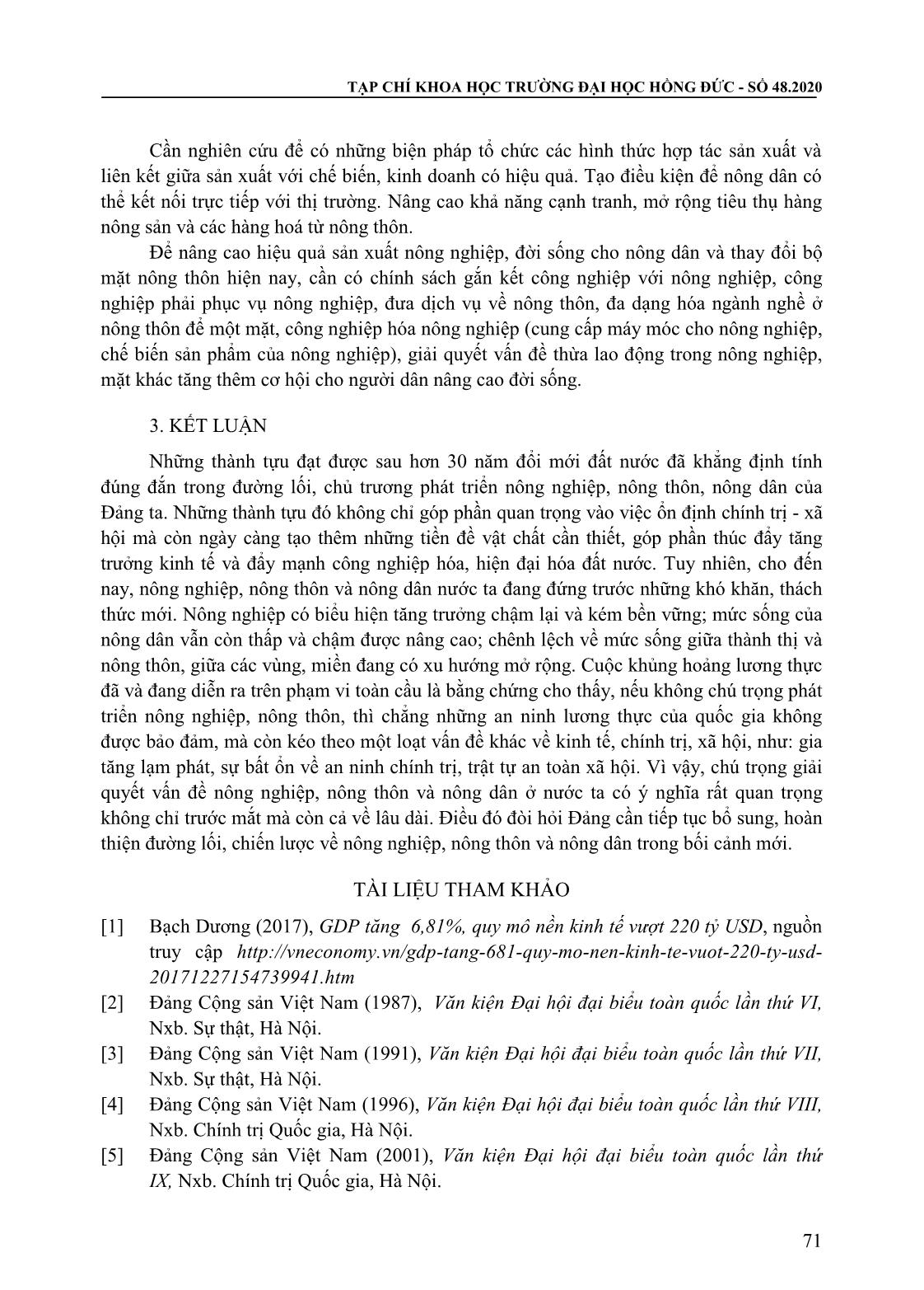 Quan điểm của đảng cộng sản Việt Nam về nông nghiệp, nông dân, nông thôn thời kỳ đổi mới trang 6