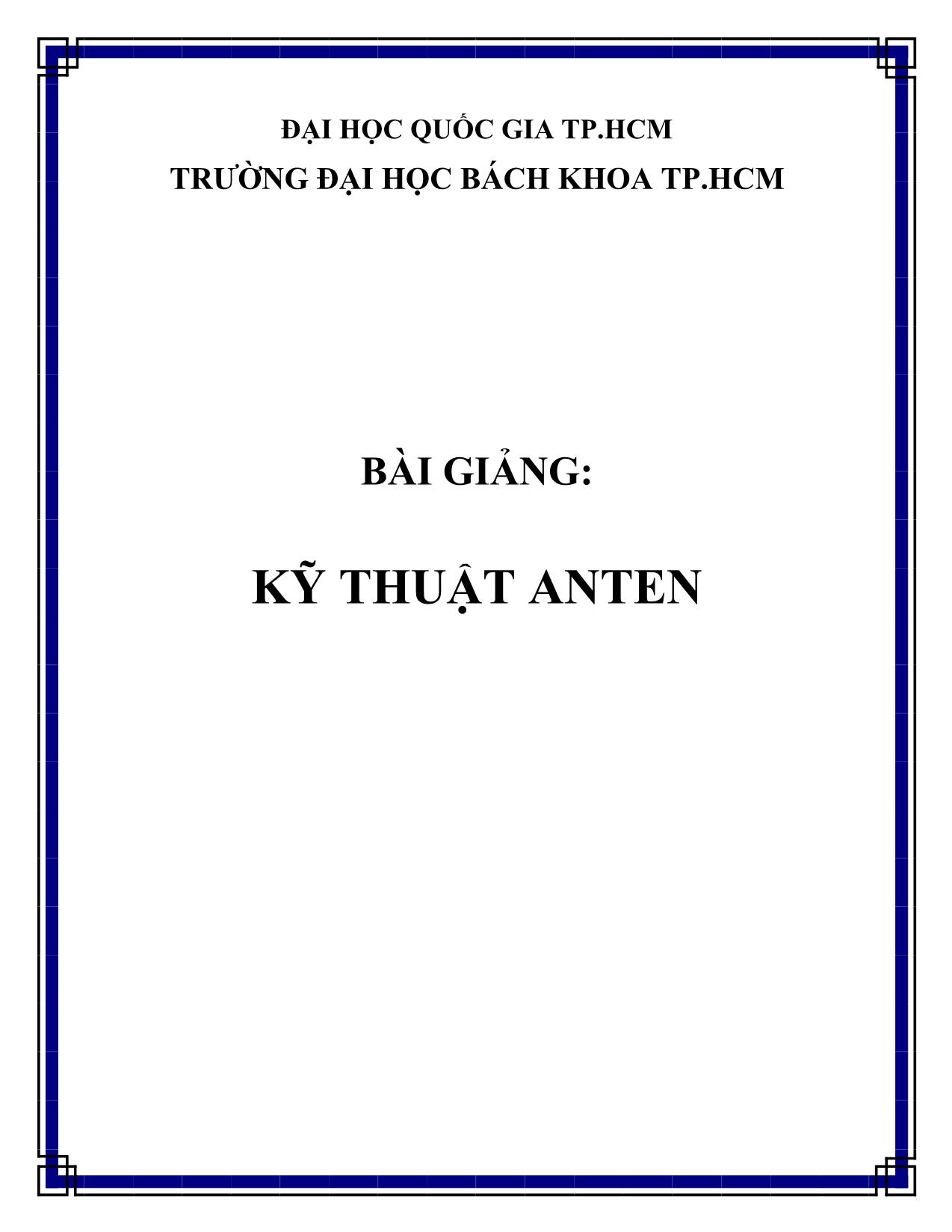 Giáo trình Kỹ thuật anten trang 1