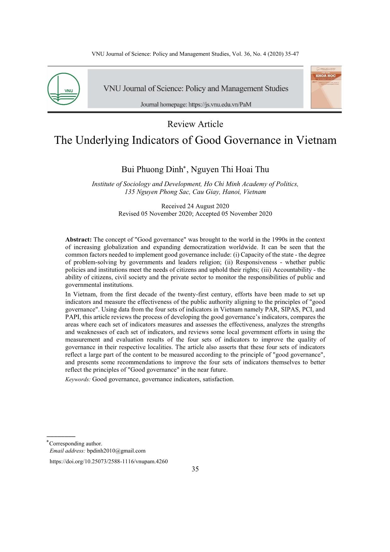 The underlying indicators of good governance in Viet Nam trang 1