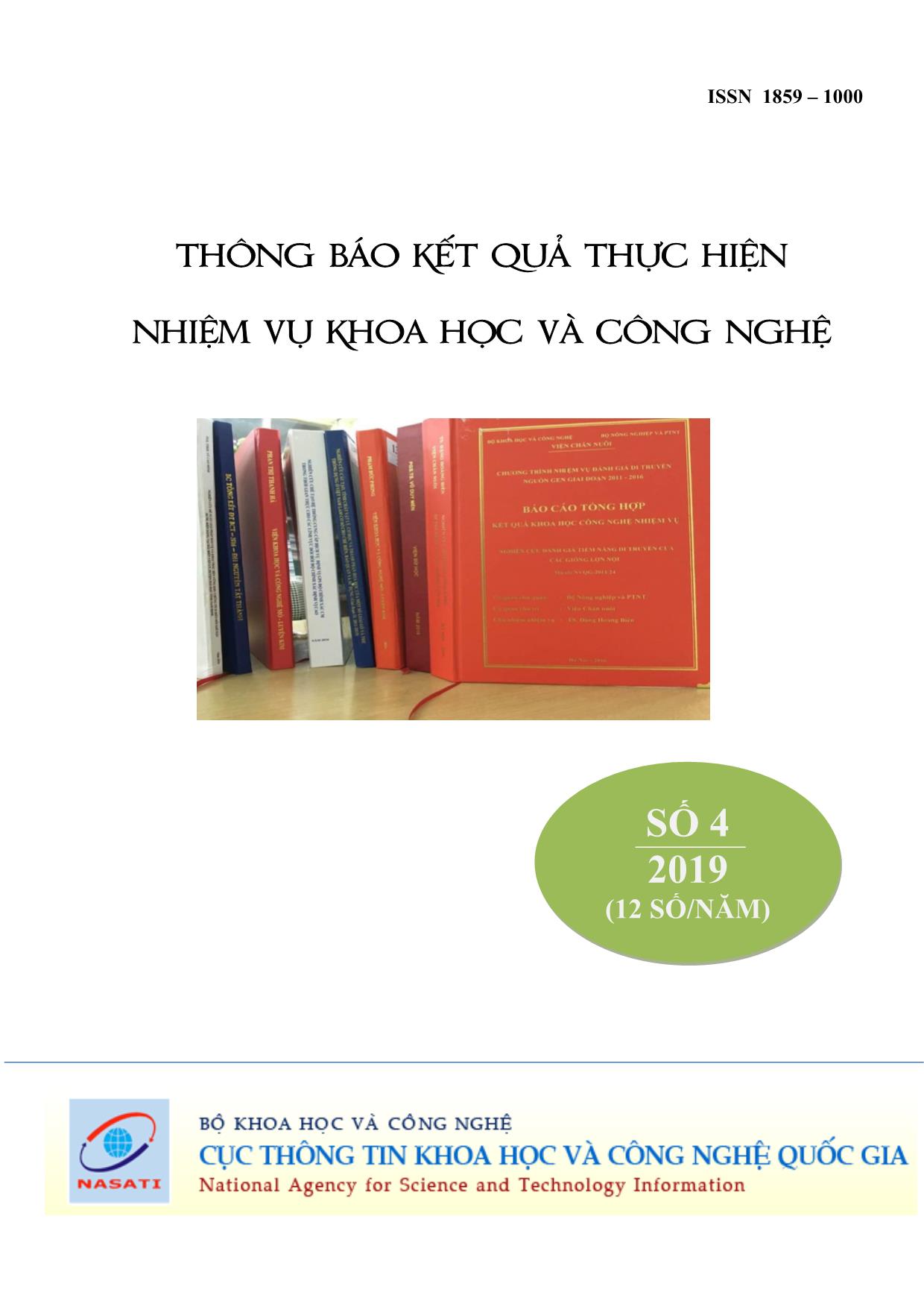 Thông báo kết quả thực hiện nhiệm vụ khoa học và công nghệ - Số 4 - Năm 2019 trang 1