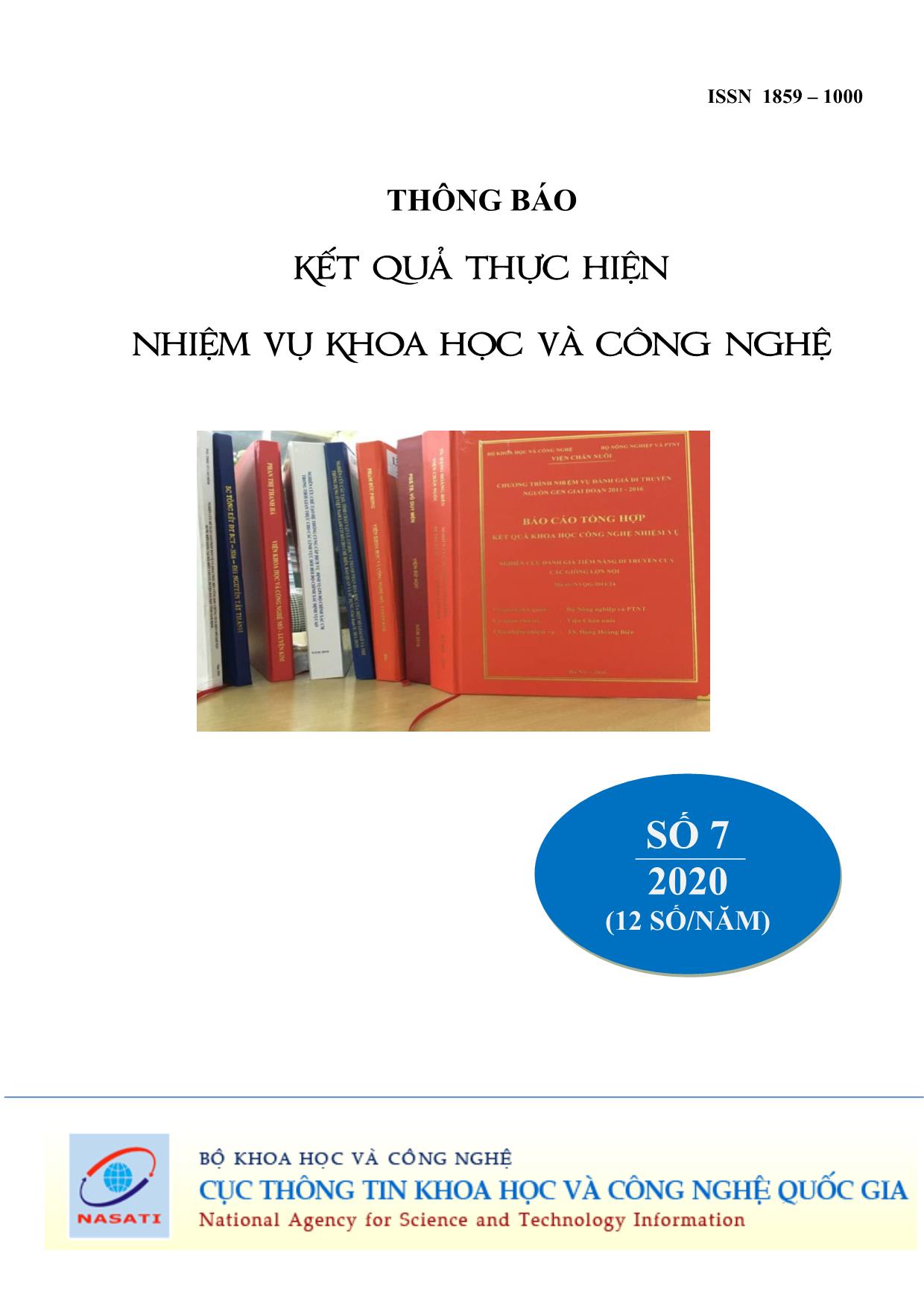 Thông báo kết quả thực hiện nhiệm vụ khoa học và công nghệ - Số 7 - Năm 2020 trang 1