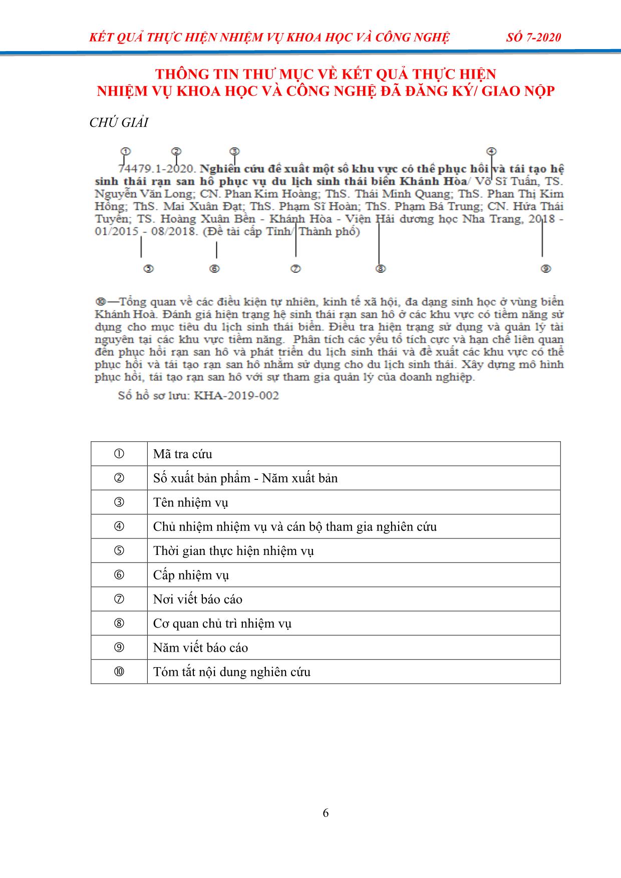 Thông báo kết quả thực hiện nhiệm vụ khoa học và công nghệ - Số 7 - Năm 2020 trang 7