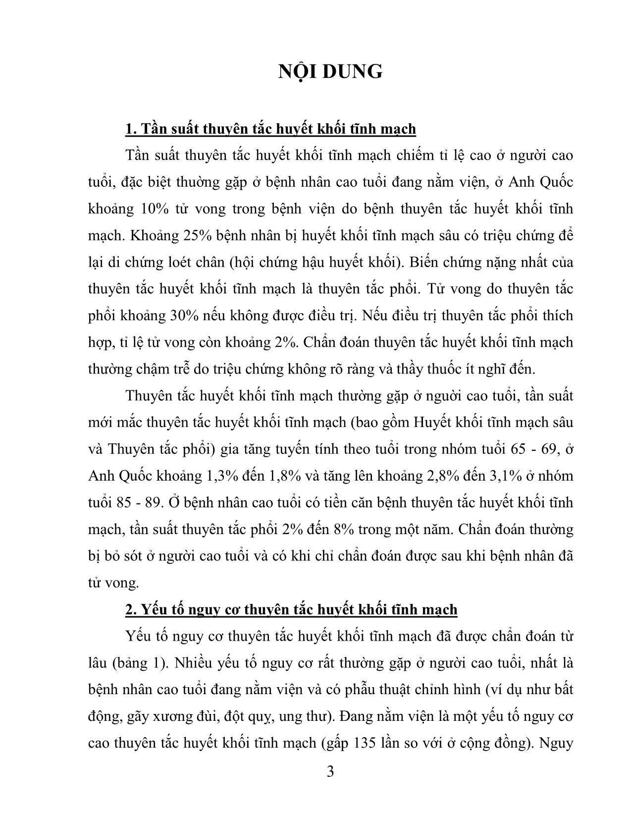 Giáo trình Bệnh học - Thuyên tắc huyết khối tĩnh mạch ở người cao tuổi trang 3