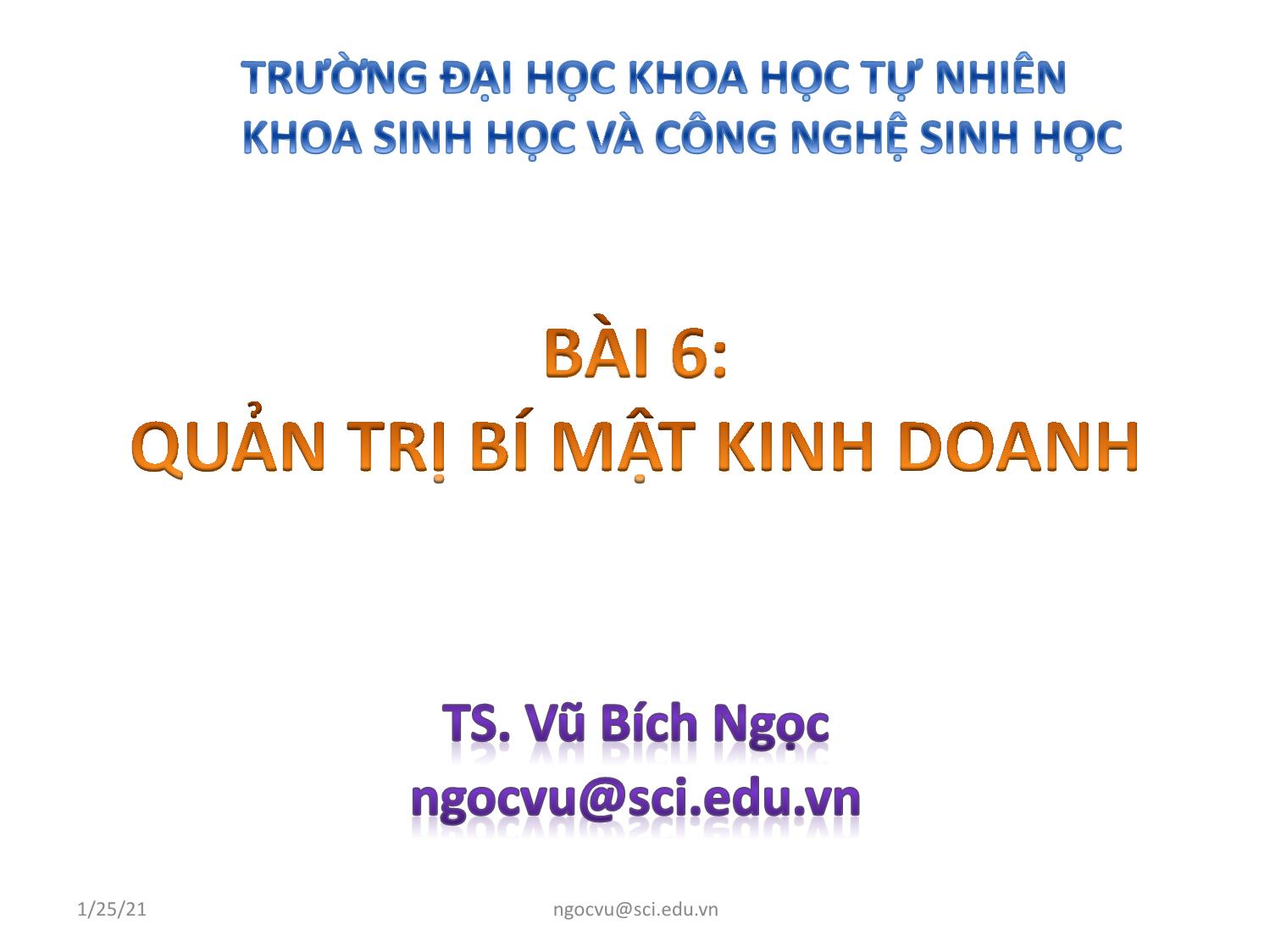 Bài giảng Quản trị bí mật kinh doanh trang 1