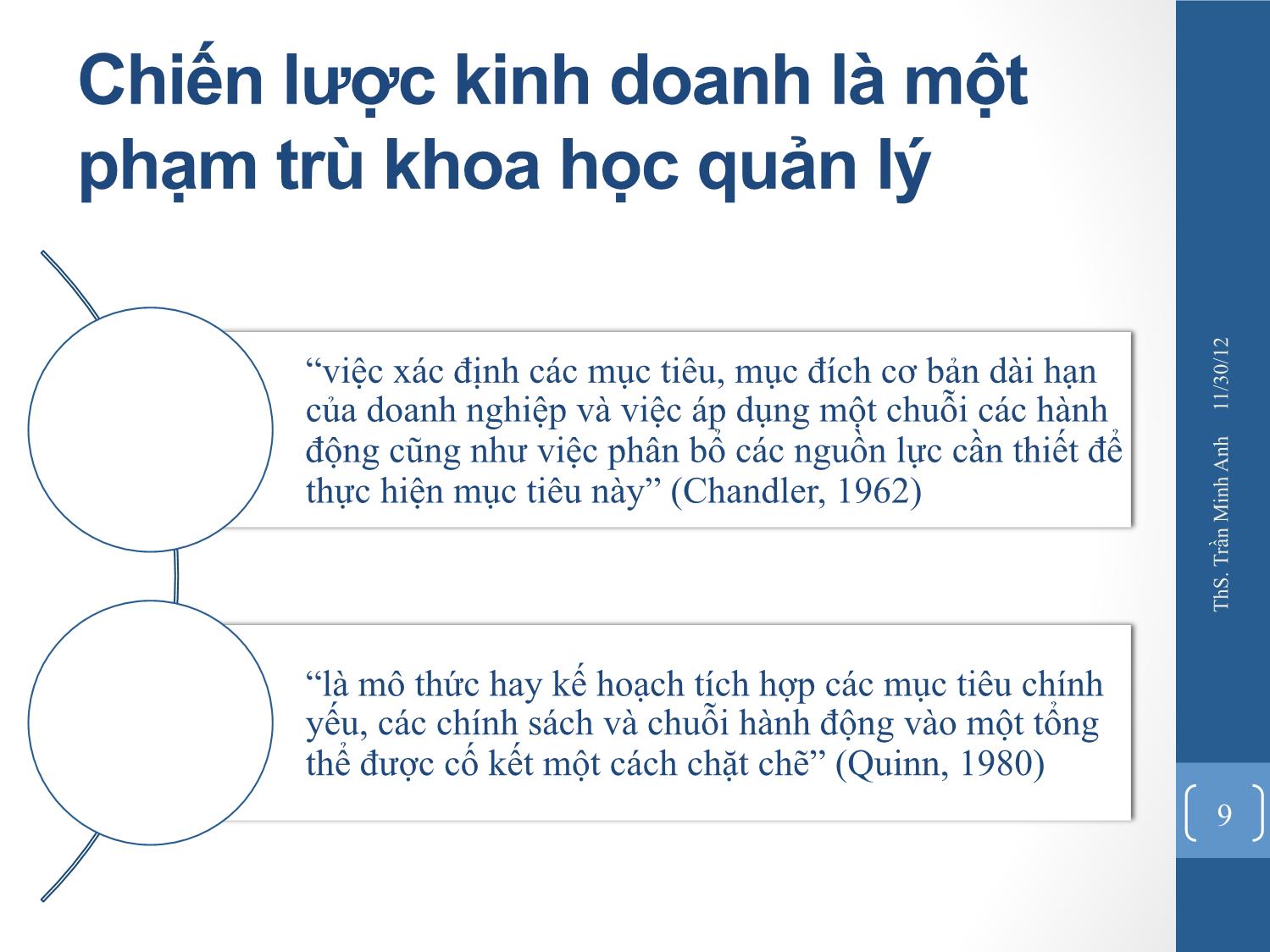 Bài giảng Quản trị chiến lược - Chương 1: Tổng quan về chiến lược và quản trị chiến lược - Trần Minh Anh trang 9