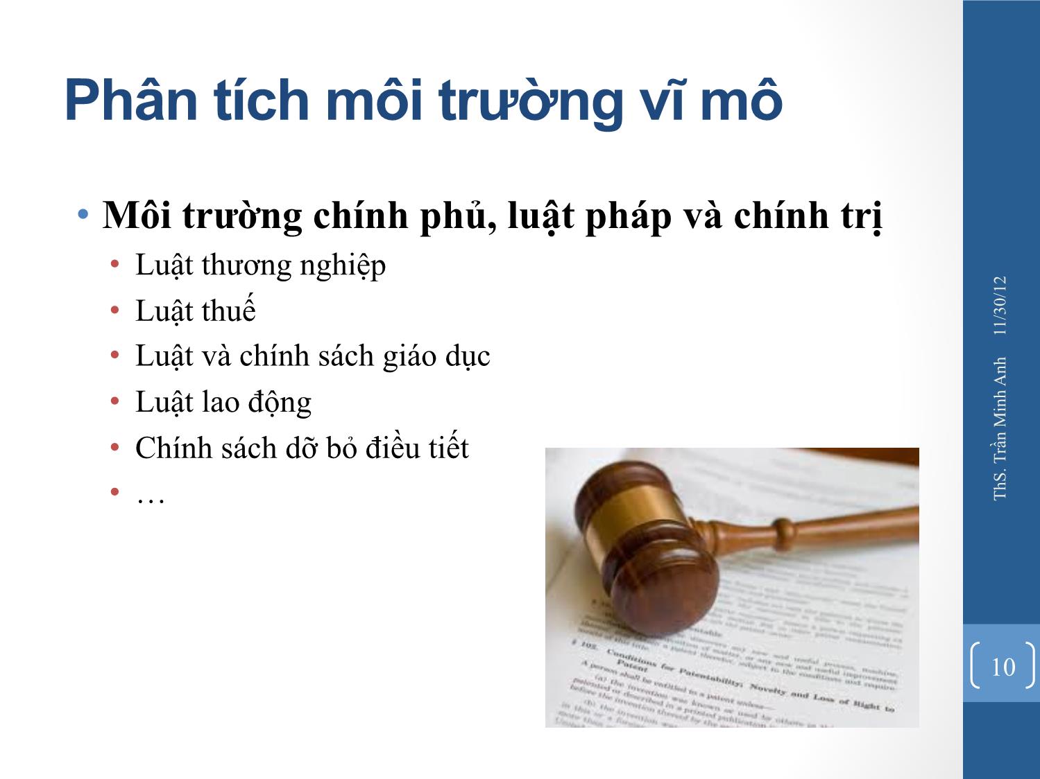 Bài giảng Quản trị chiến lược - Chương 2: Phân tích môi trường ngoại vi - Trần Minh Anh trang 10