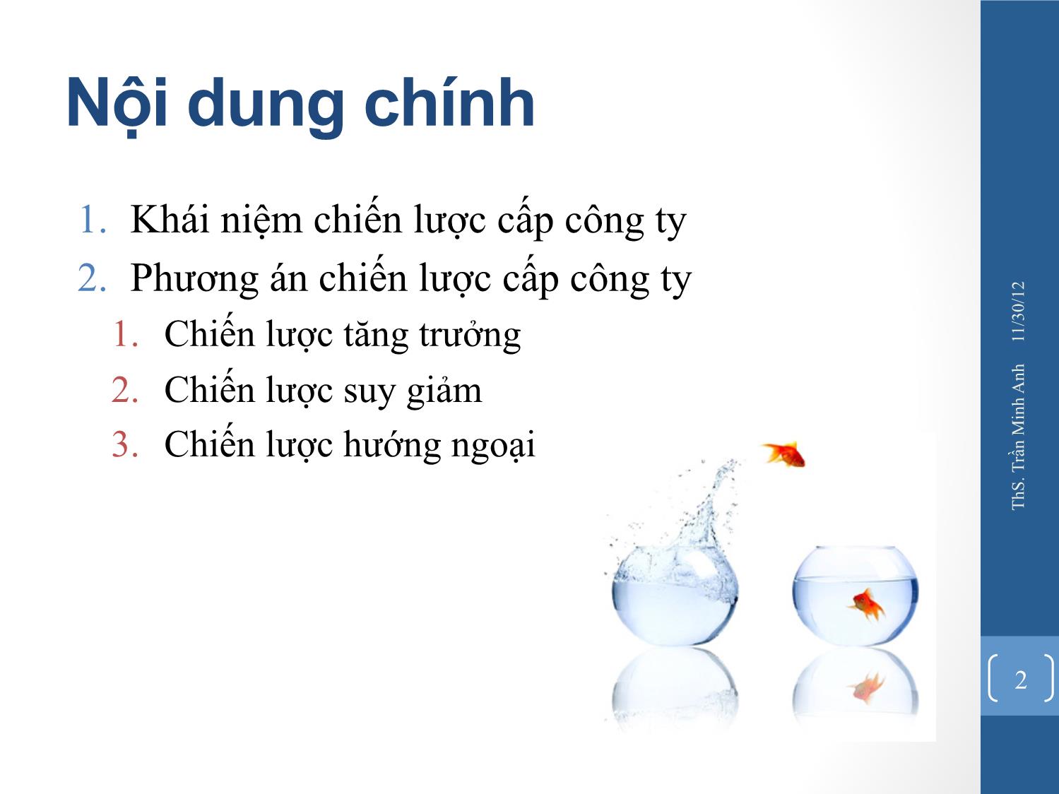 Bài giảng Quản trị chiến lược - Chương 5: Chiến lược cấp công ty - Trần Minh Anh trang 2