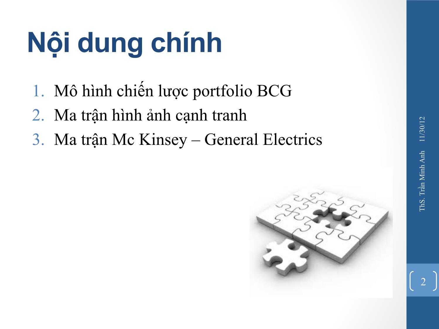 Bài giảng Quản trị chiến lược - Chương 6: Các mô hình phân tích chiến lược - Trần Minh Anh trang 2