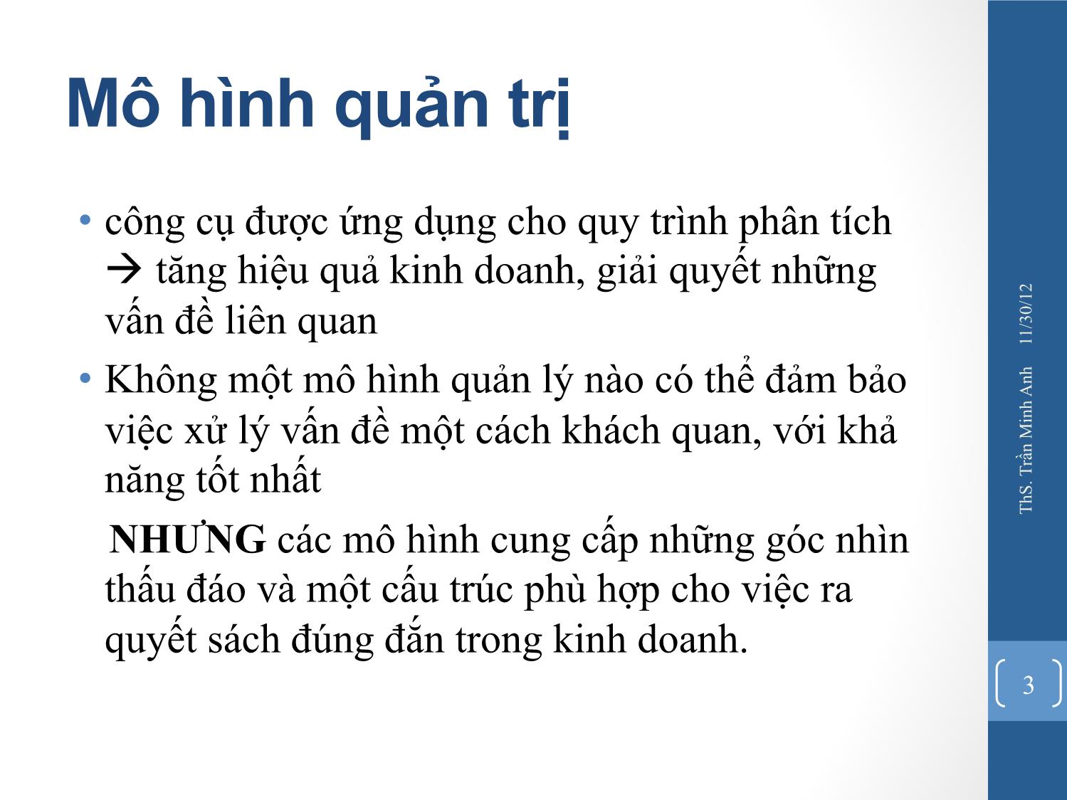 Bài giảng Quản trị chiến lược - Chương 6: Các mô hình phân tích chiến lược - Trần Minh Anh trang 3