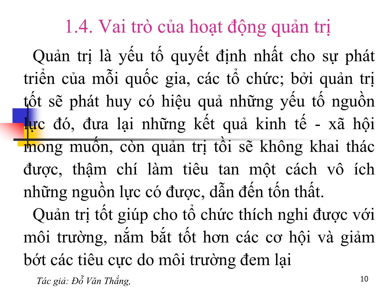 Bài giảng Quản trị học - Chương 1: Nhập môn quản trị học - Đỗ Văn Thắng trang 10